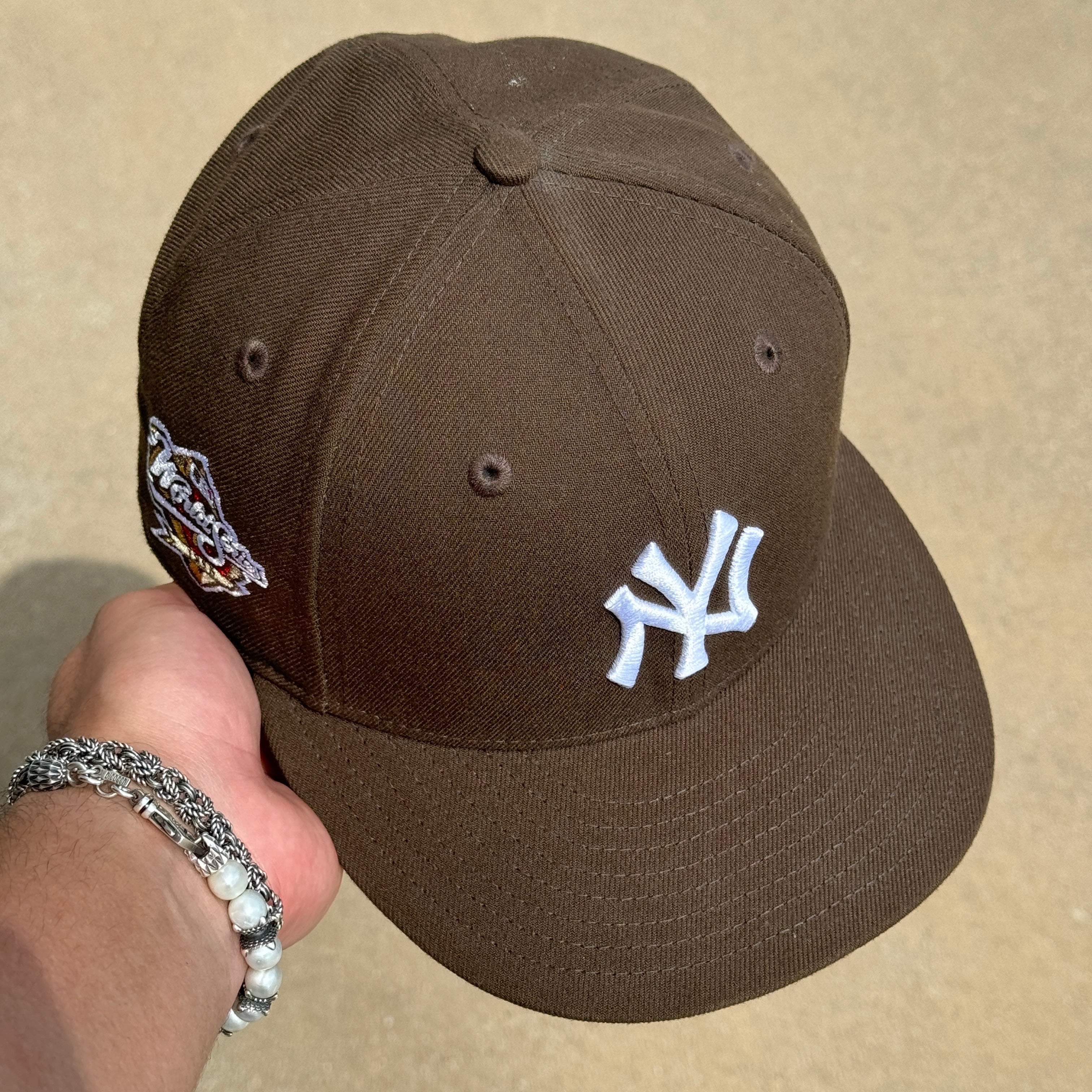 USED 1/4 Brown New York Yankees 1998 World series 59fifty New Era Fitted Hat Cap