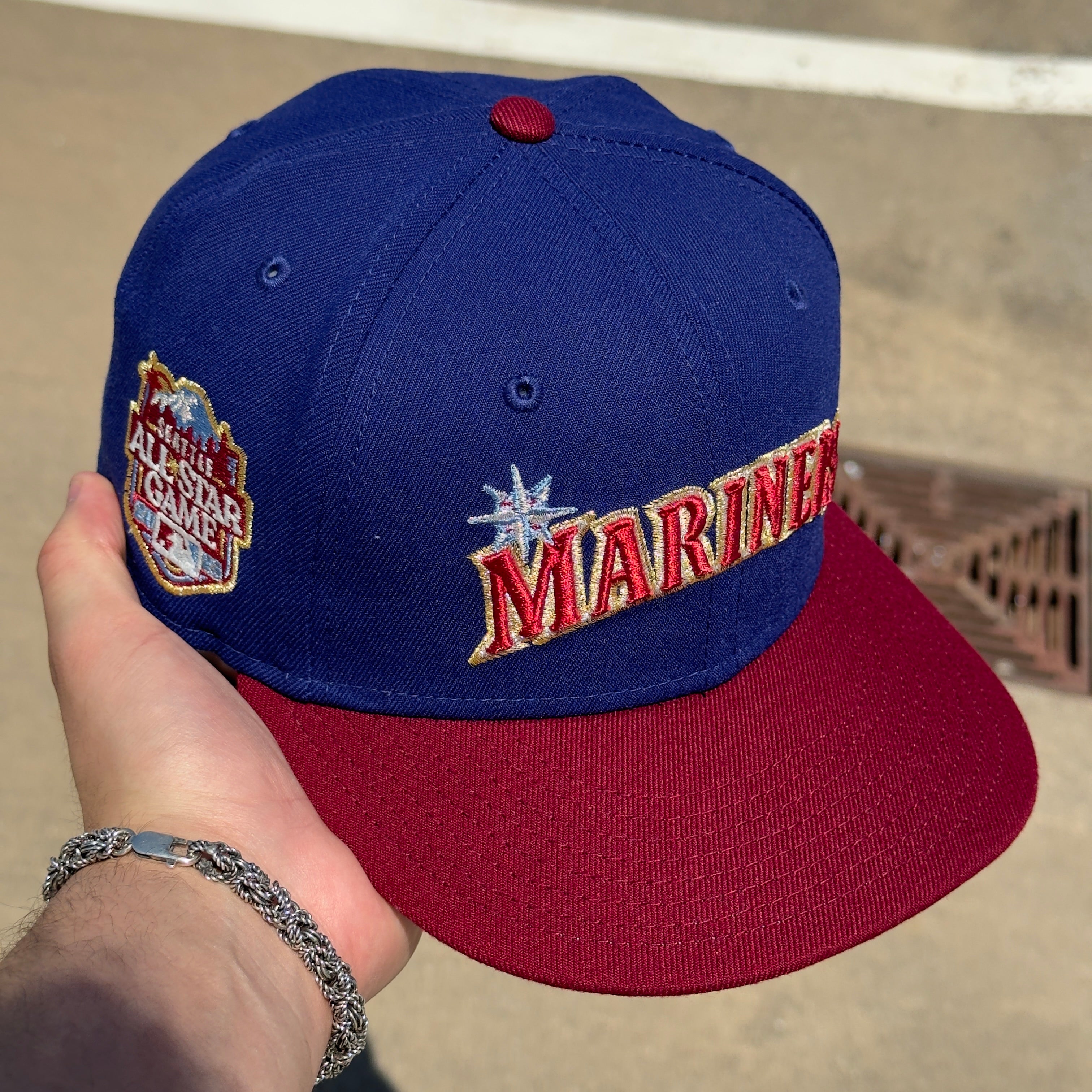 7 1/8 USED Blue Red Seattle Mariners All Star Game 59fifty New Era Fitted Hat