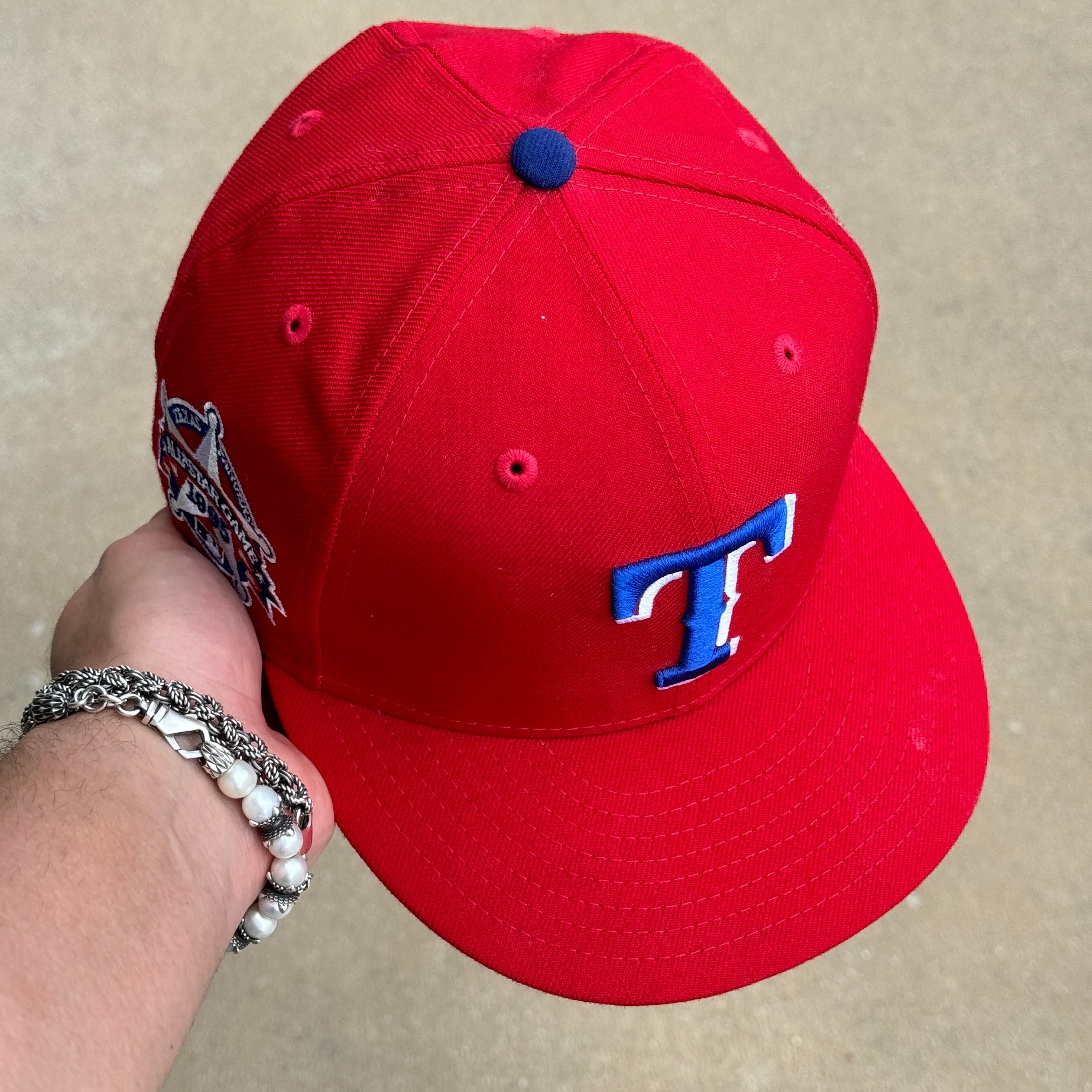 USED 1/4 Red Dallas Texas Rangers 1995 All Star Game 59fifty New Era Fitted Hat Cap