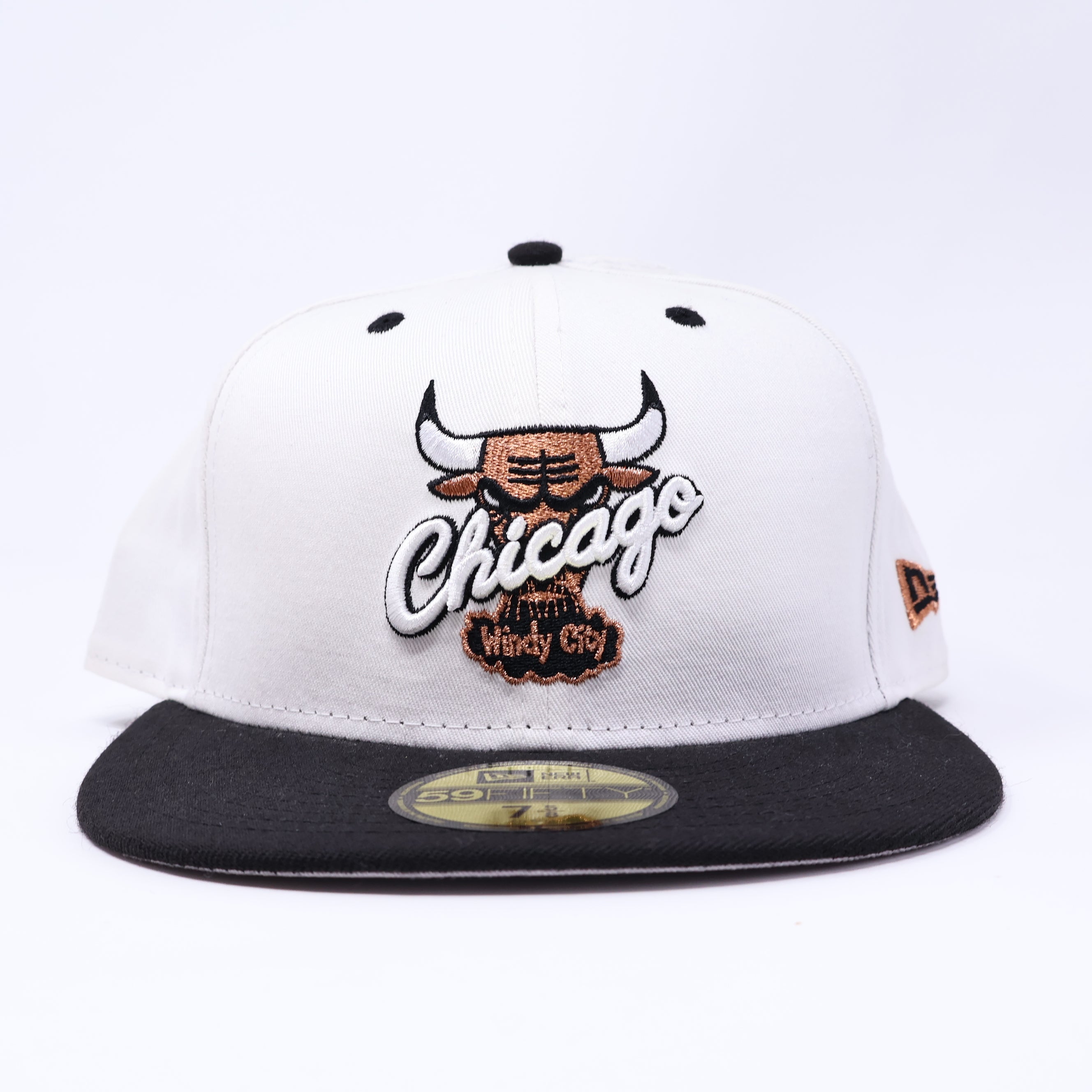 NWT 5/8 White Chicago Bulls Simple Clean Dope NBA 59fifty New Era Fitted Hat Cap