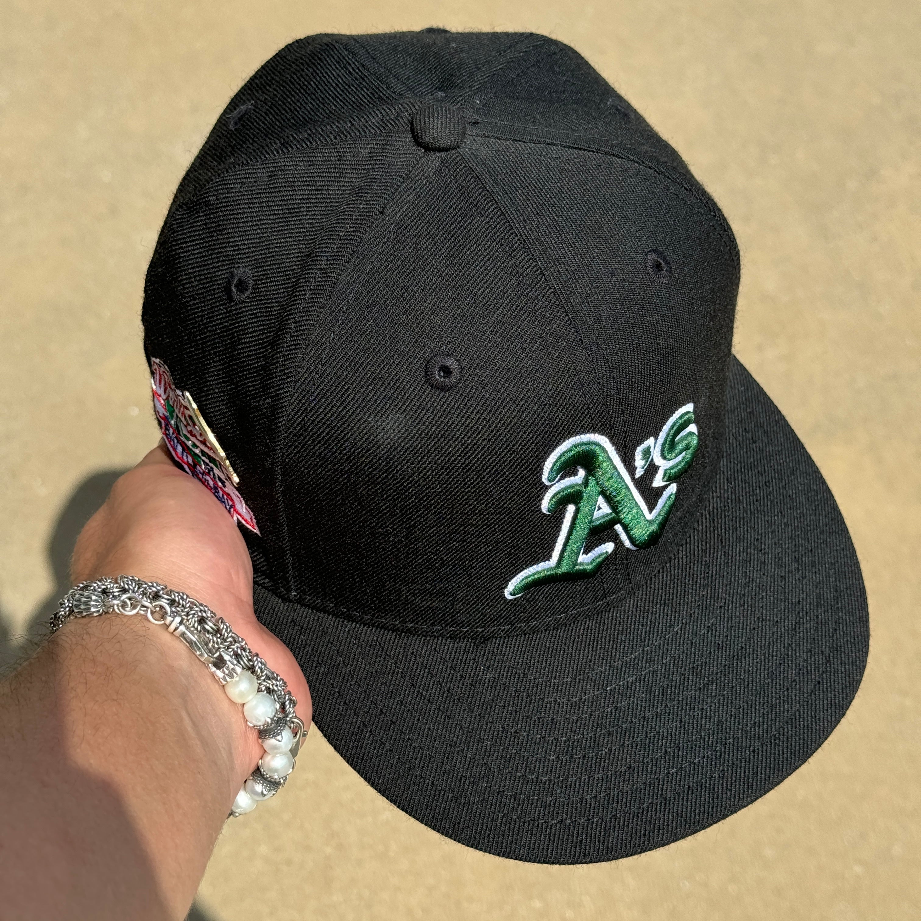 USED 1/4 Black Oakland Athletics 1989 World Series 59fifty New Era Fitted Hat Cap