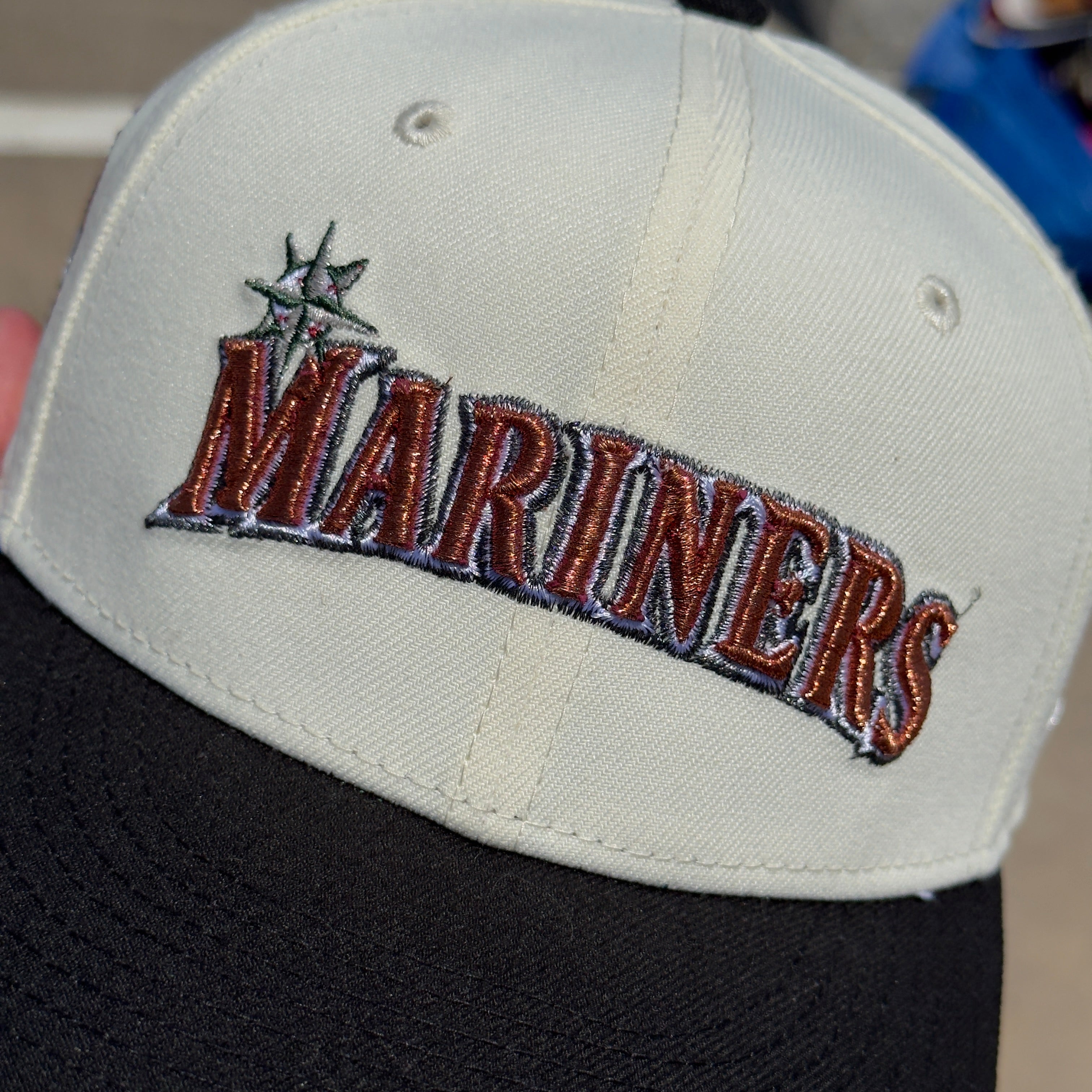 7 1/8 USED Chrome Black Seattle Mariners All Star Game 59fifty New Era Fitted Hat