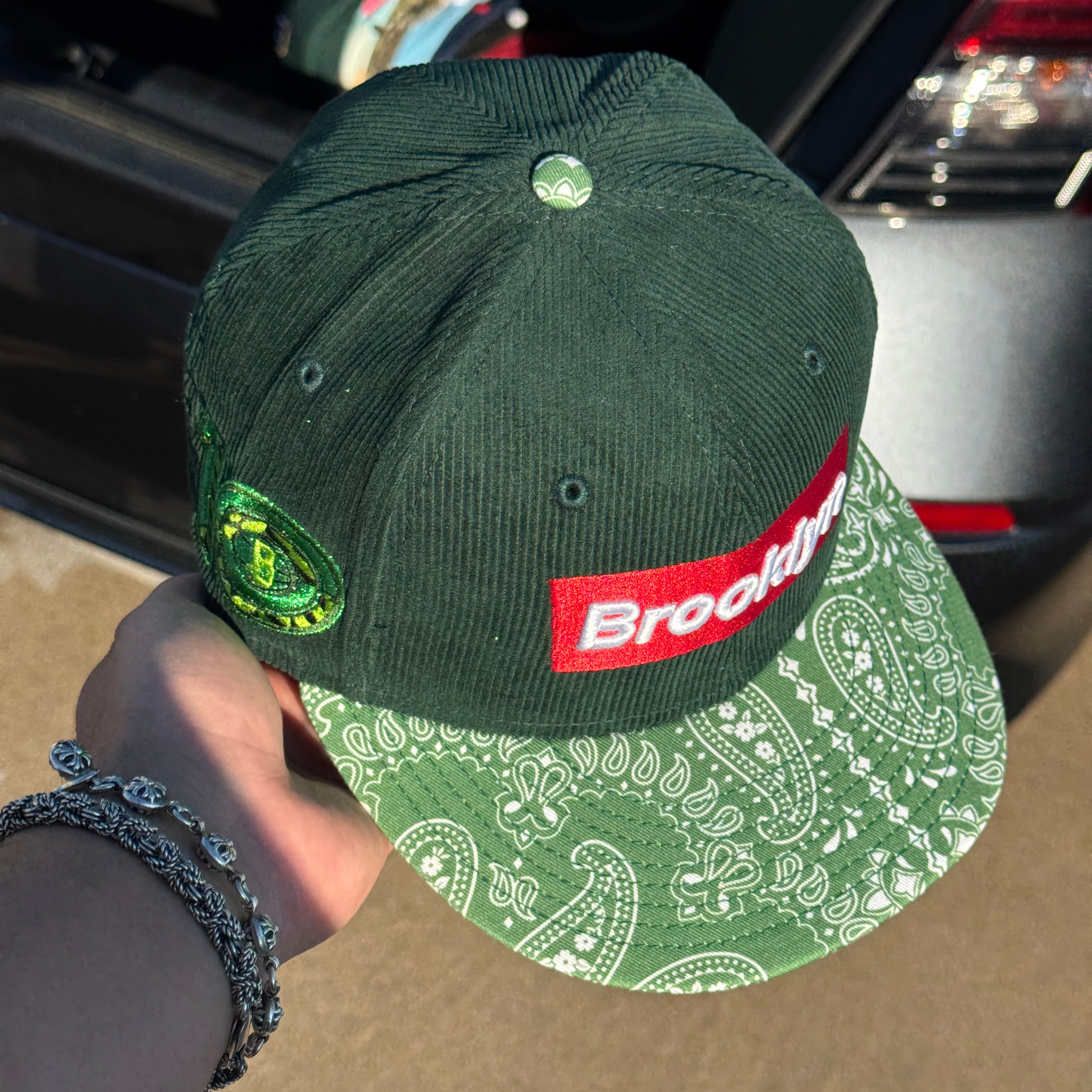 USED 1/8 Green Brooklyn Box Logo MyFitteds 59fifty New Era Fitted Hat Cap