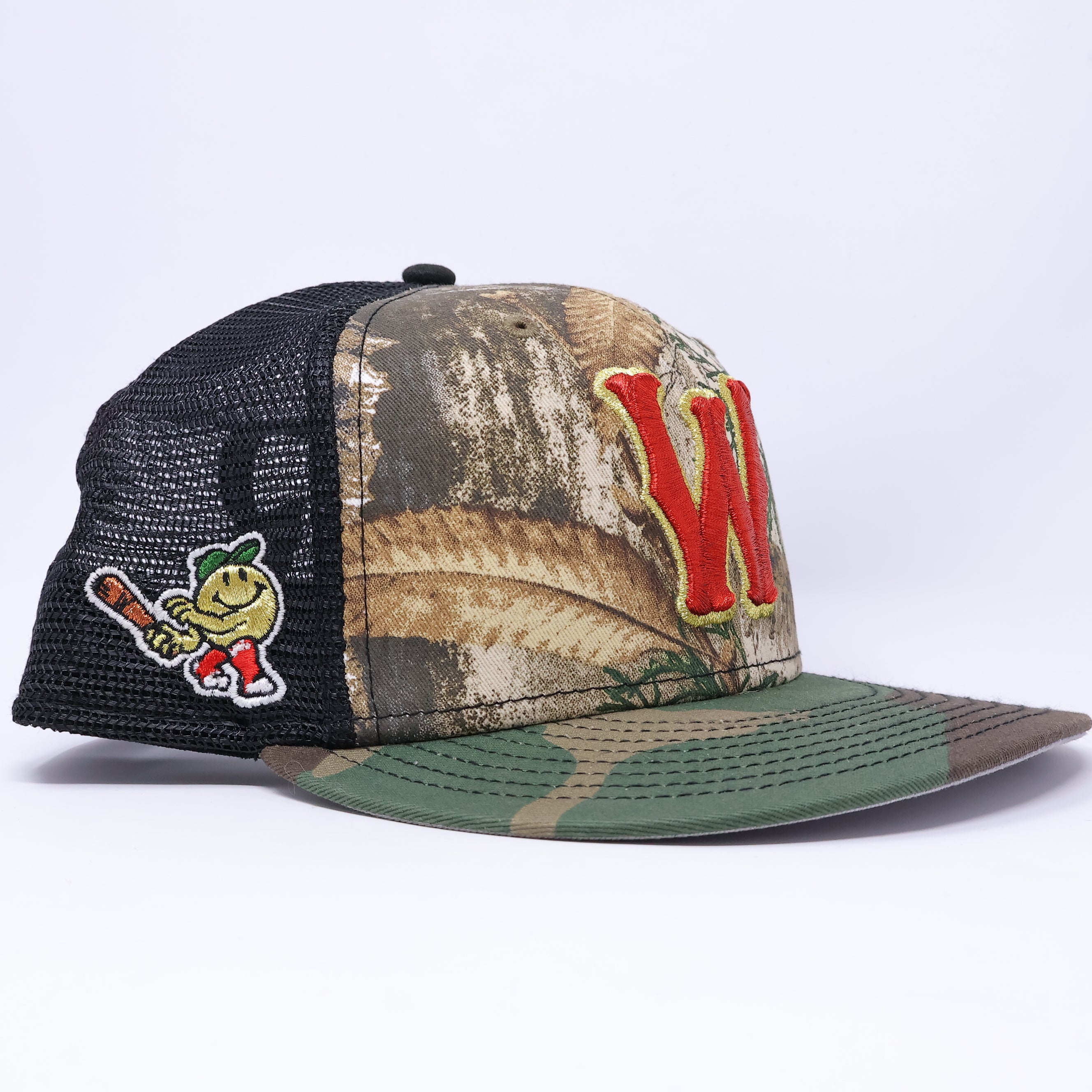 USED 3/4 Realtree Trucker Worcester Red Sox Minor League 59fifty New Era Fitted Hat Cap