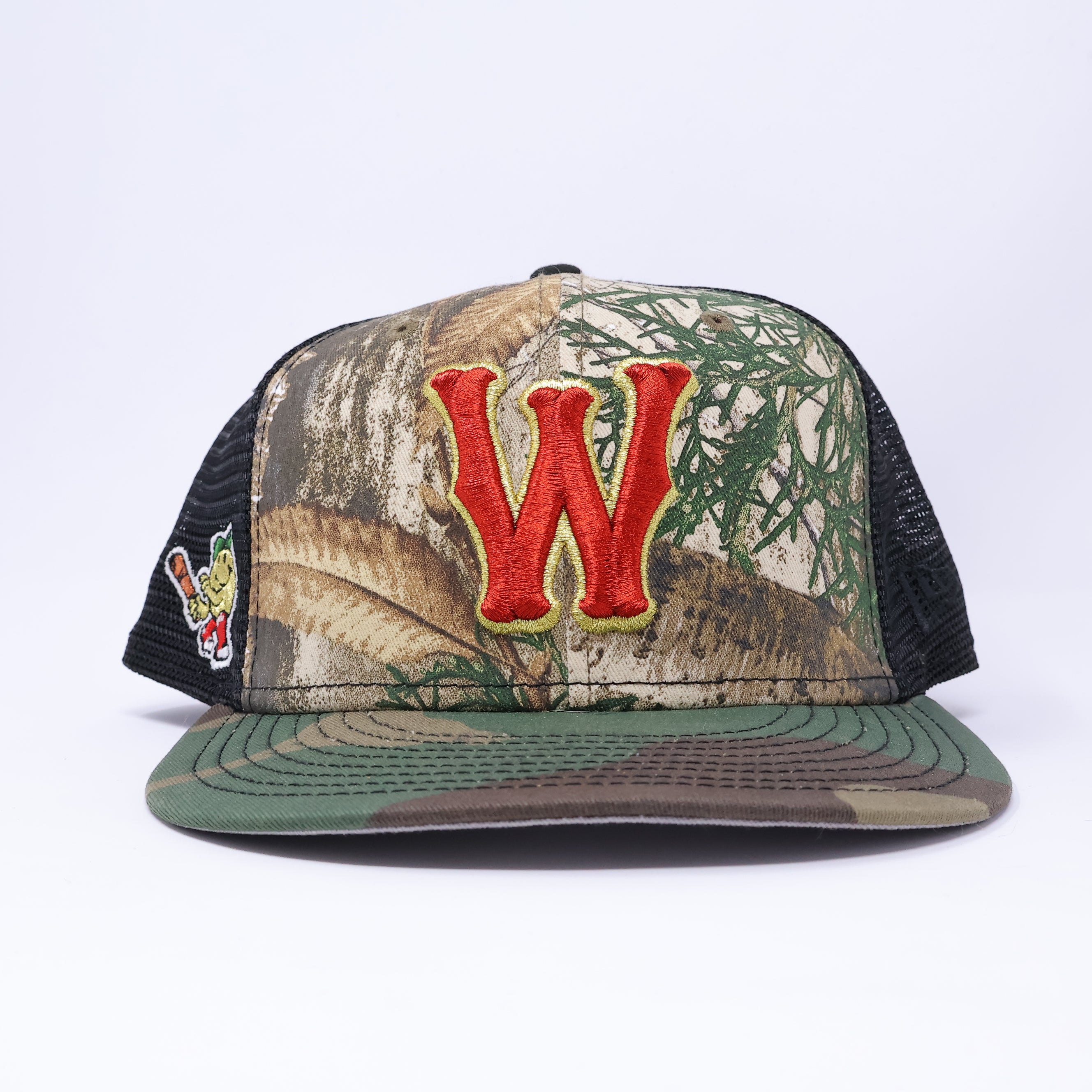 USED 3/4 Realtree Trucker Worcester Red Sox Minor League 59fifty New Era Fitted Hat Cap