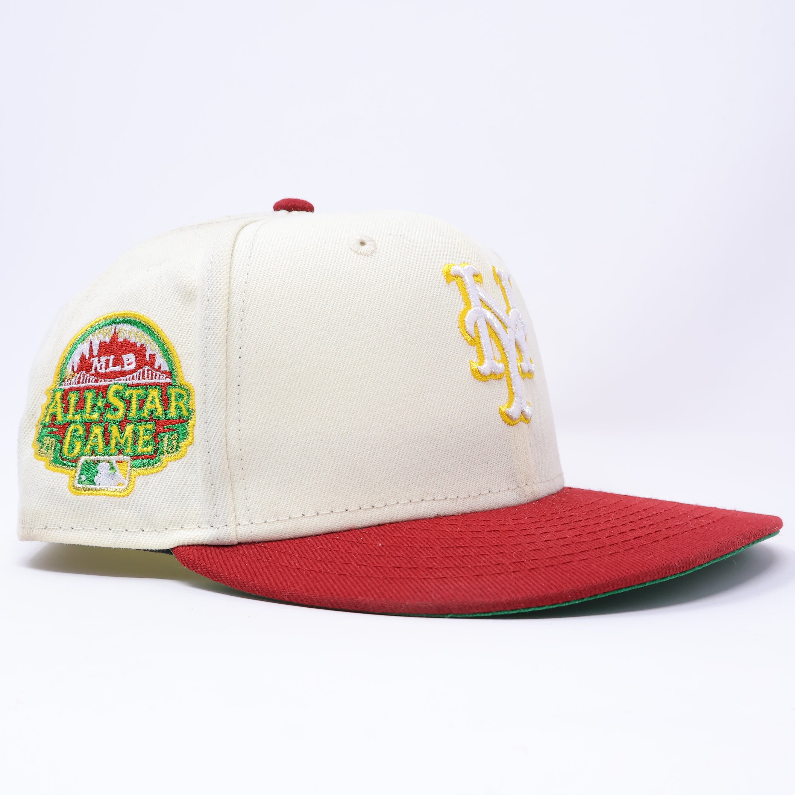 USED 1/4 Chrome New York Mets All-Star Game 59fifty New Era Fitted Hat Cap