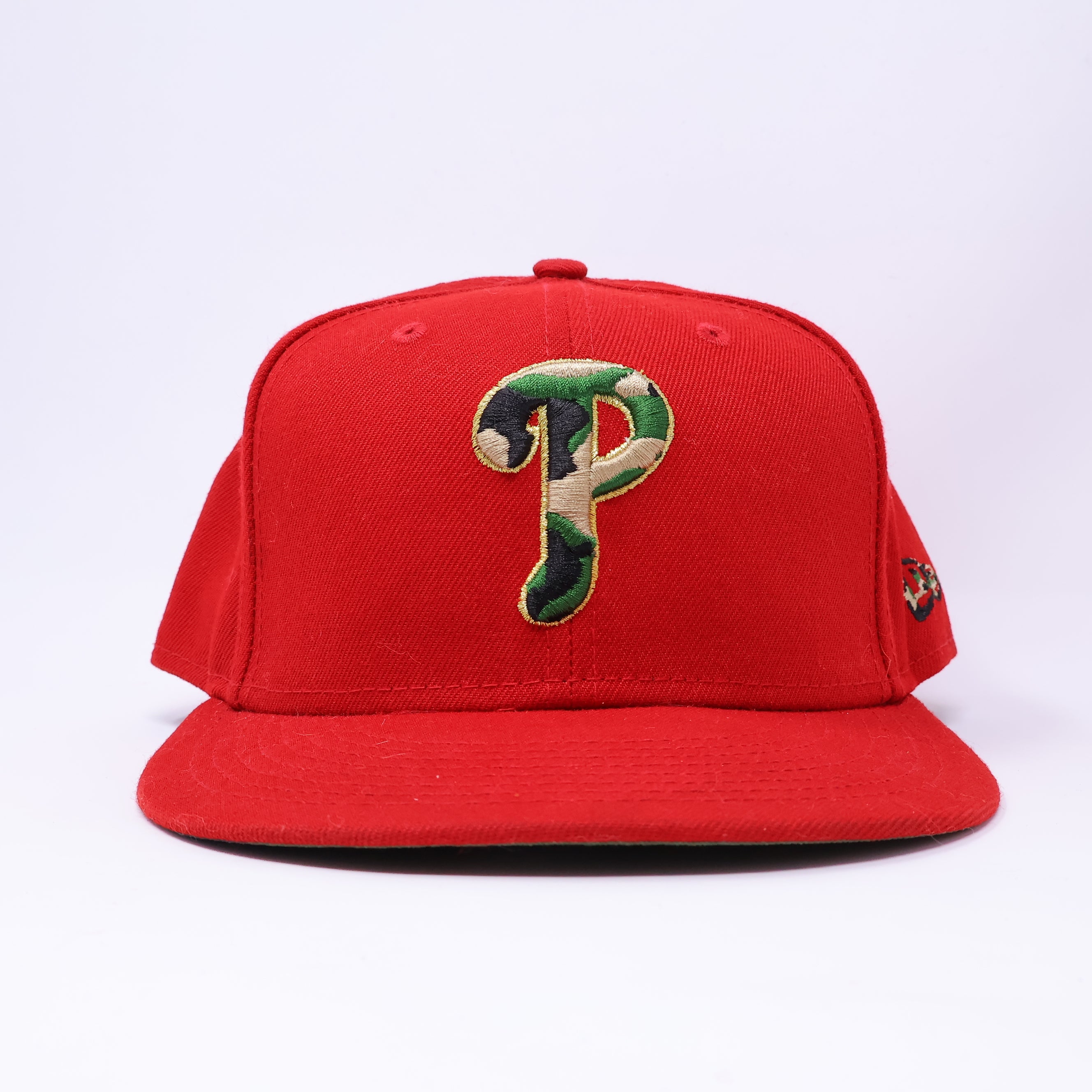 USED 3/8 Red Philadelphia Phillies Simple Clean Dope 59fifty New Era Fitted Hat Cap