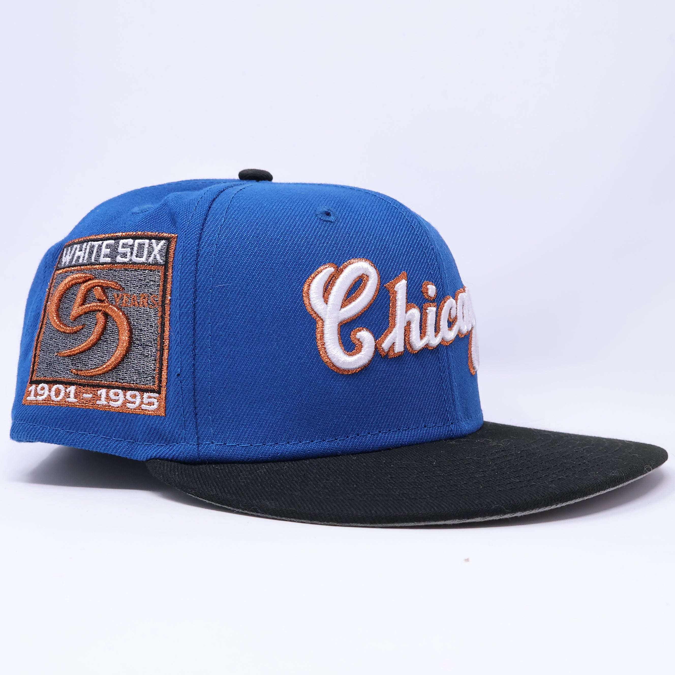 USED 1/4 Blue Chicago White Sox 95 Years 59fifty New Era Fitted Hat Cap