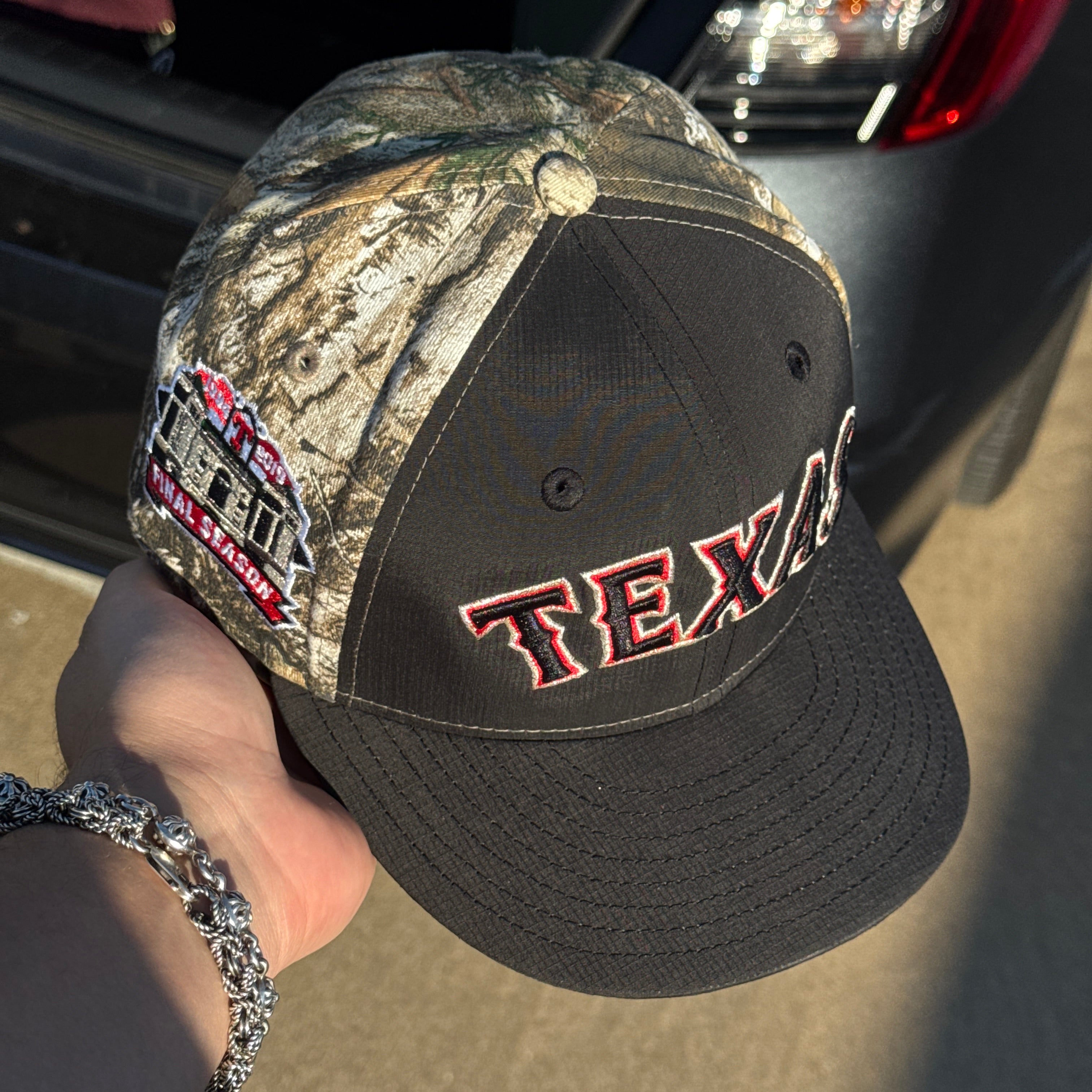 USED 1/8 Camo Realtree Dallas Texas Rangers Final Season 59fifty New Era Fitted Hat Cap