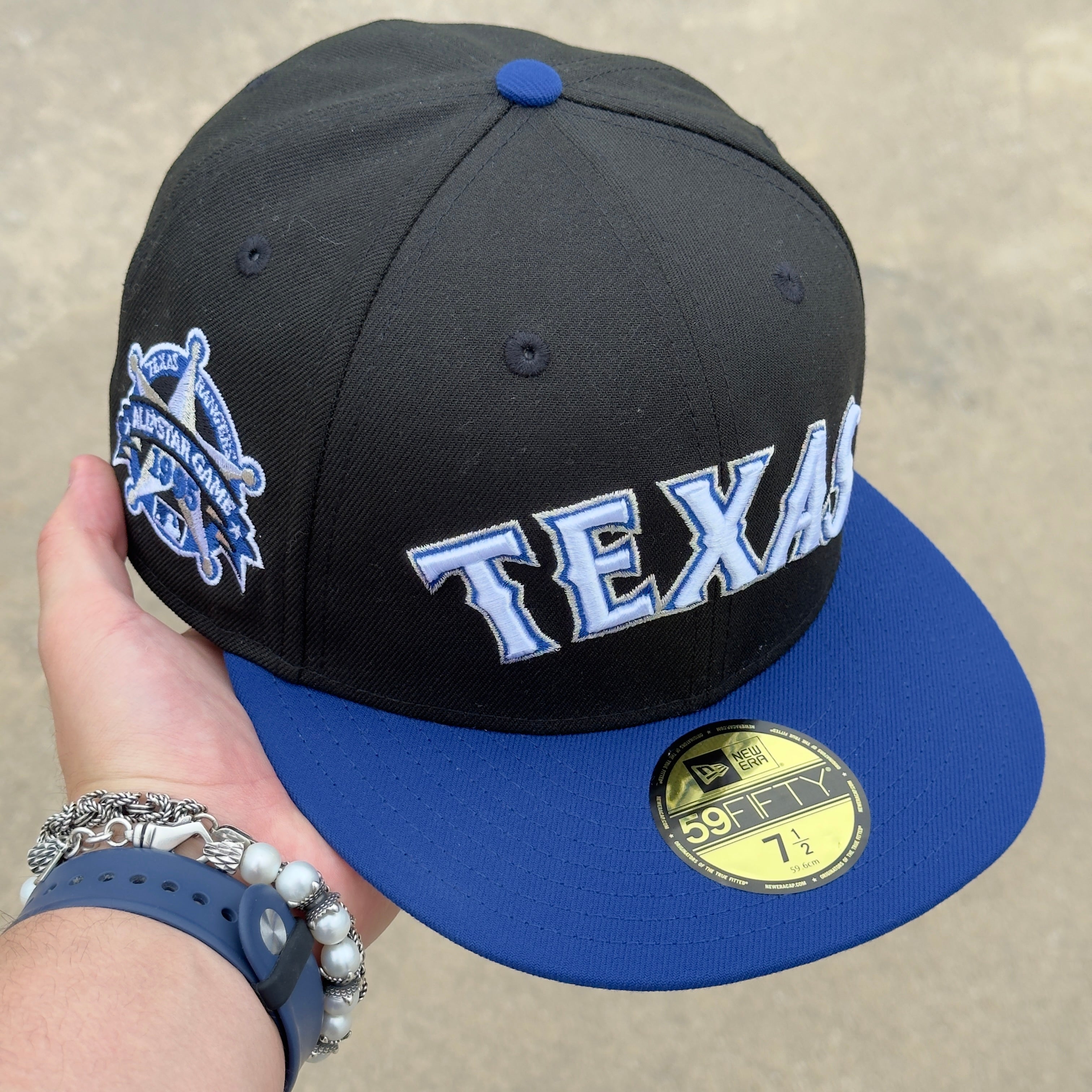 7 1/2 NEW Black Blue Texas Rangers All Star Game 1995 59fifty New Era Fitted Cap Hat