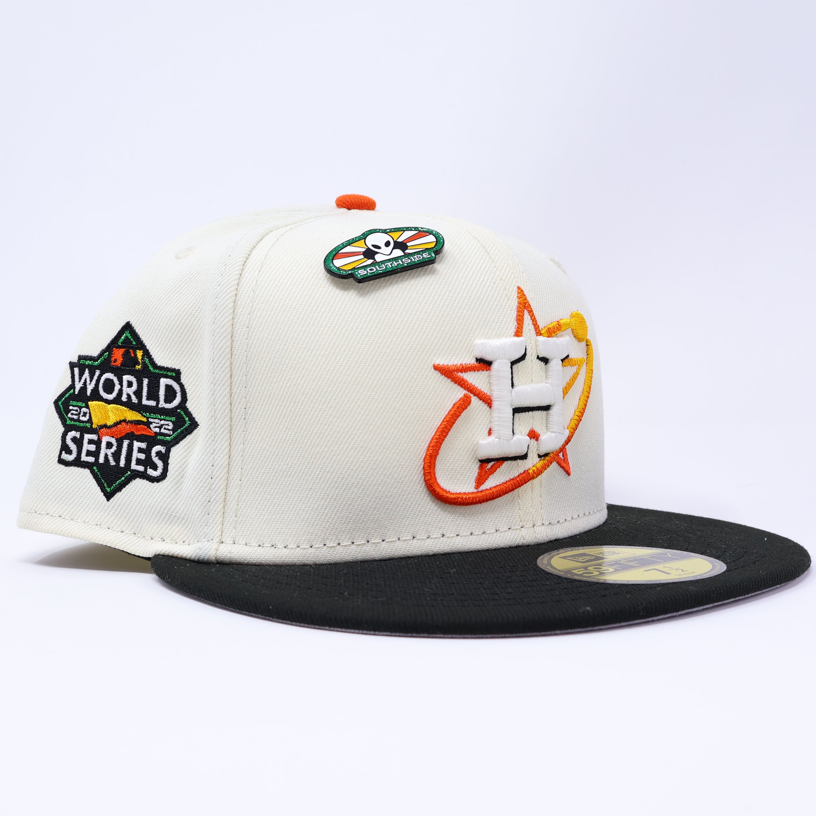 NWT 1/2 Chrome Houston Astros 2022 World Series 59fifty New Era Fitted Hat Cap