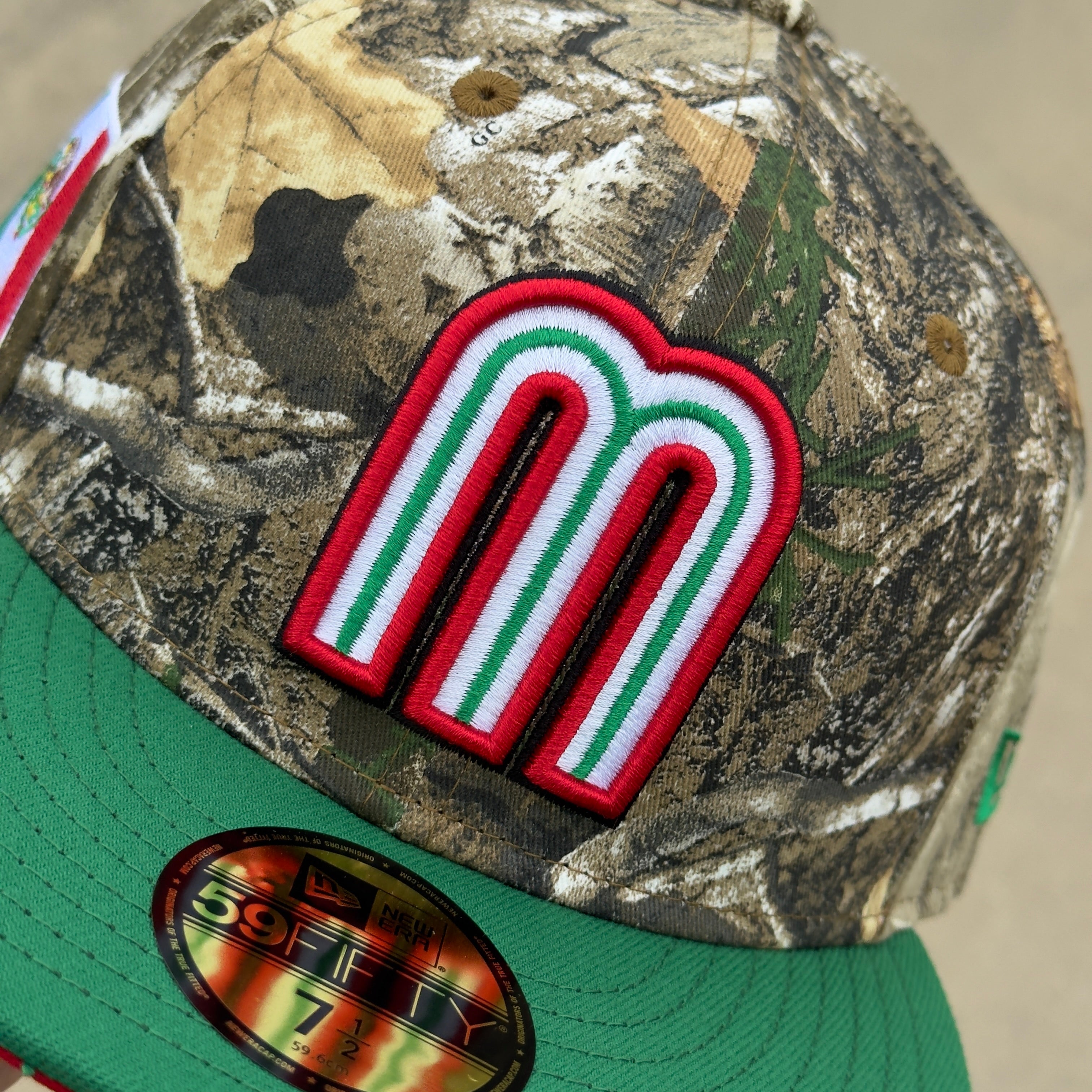 7 1/2 NEW Camo Realtree Green Mexico WBC Classic League Mexican Flag 59fifty New Era Fitted Cap Hat