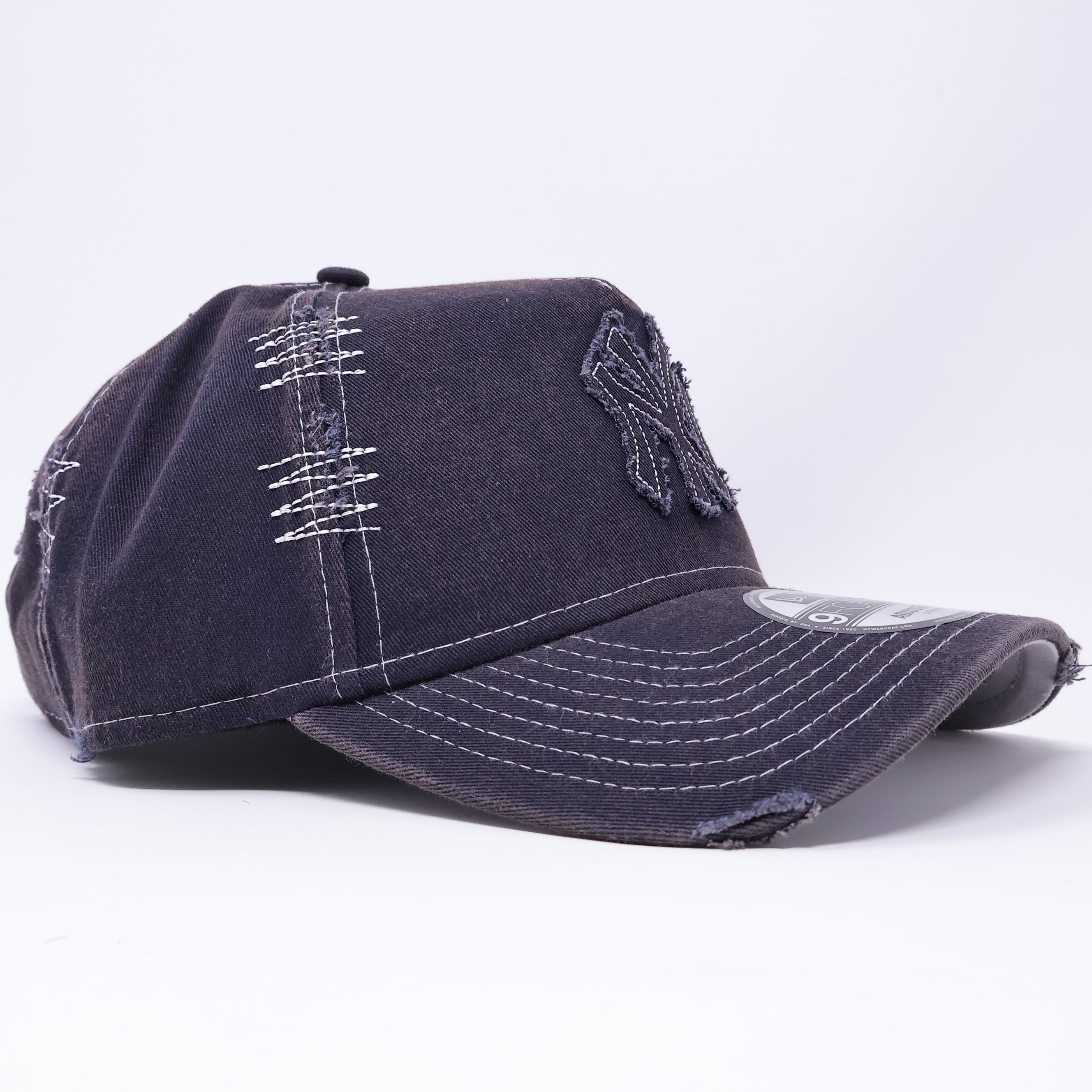 NWT Black New York Yankees Distressed 9Forty A-Frame New Era Adjustable Strapback Hat 5 Panel