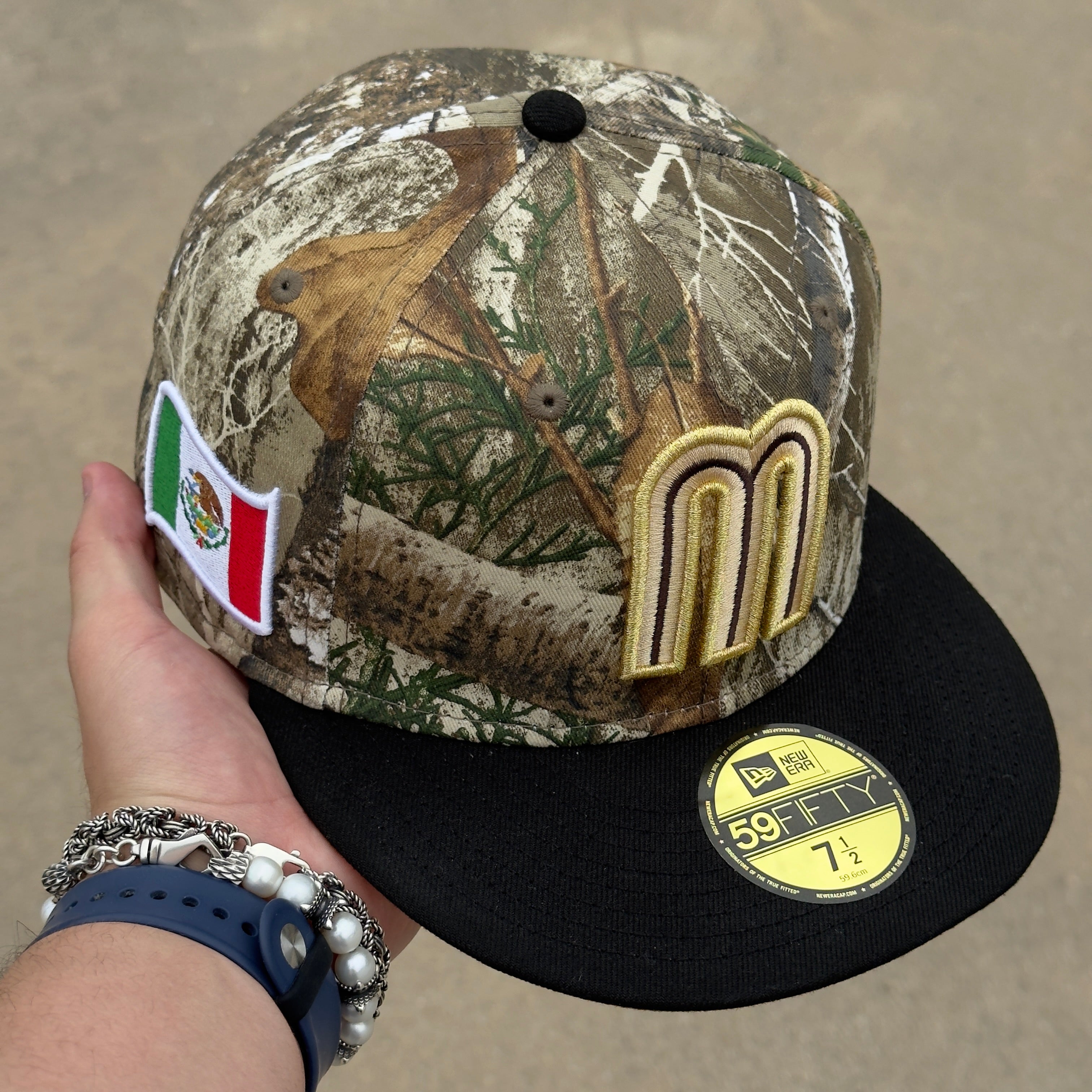 7 1/2 NEW Camo Realtree Mexico WBC Classic League Mexican Flag 59fifty New Era Fitted Cap Hat