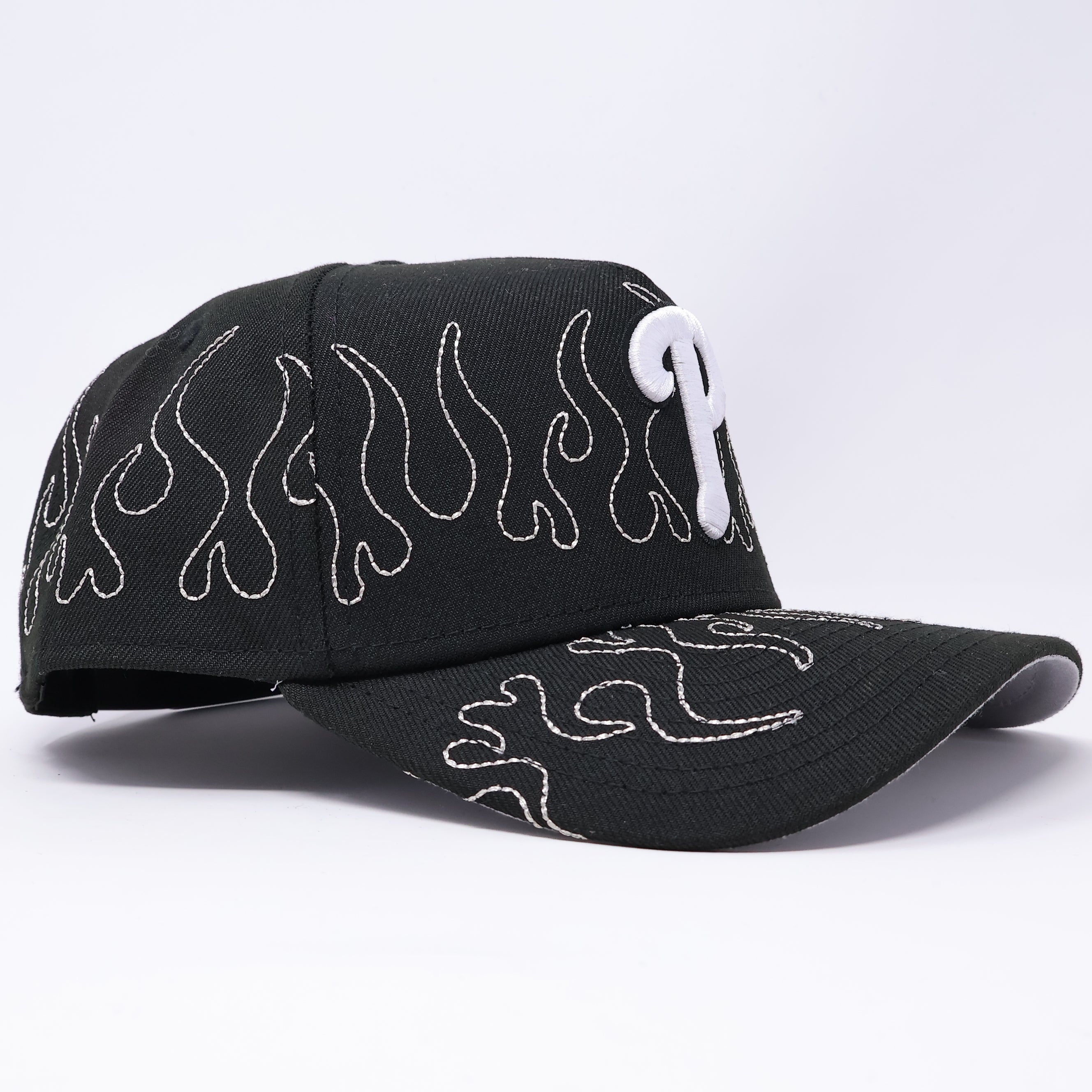 NWT Black Philadelphia Phillies Flames Stitching 9Forty A-Frame New Era Adjustable Snapback Hat 5 Panel