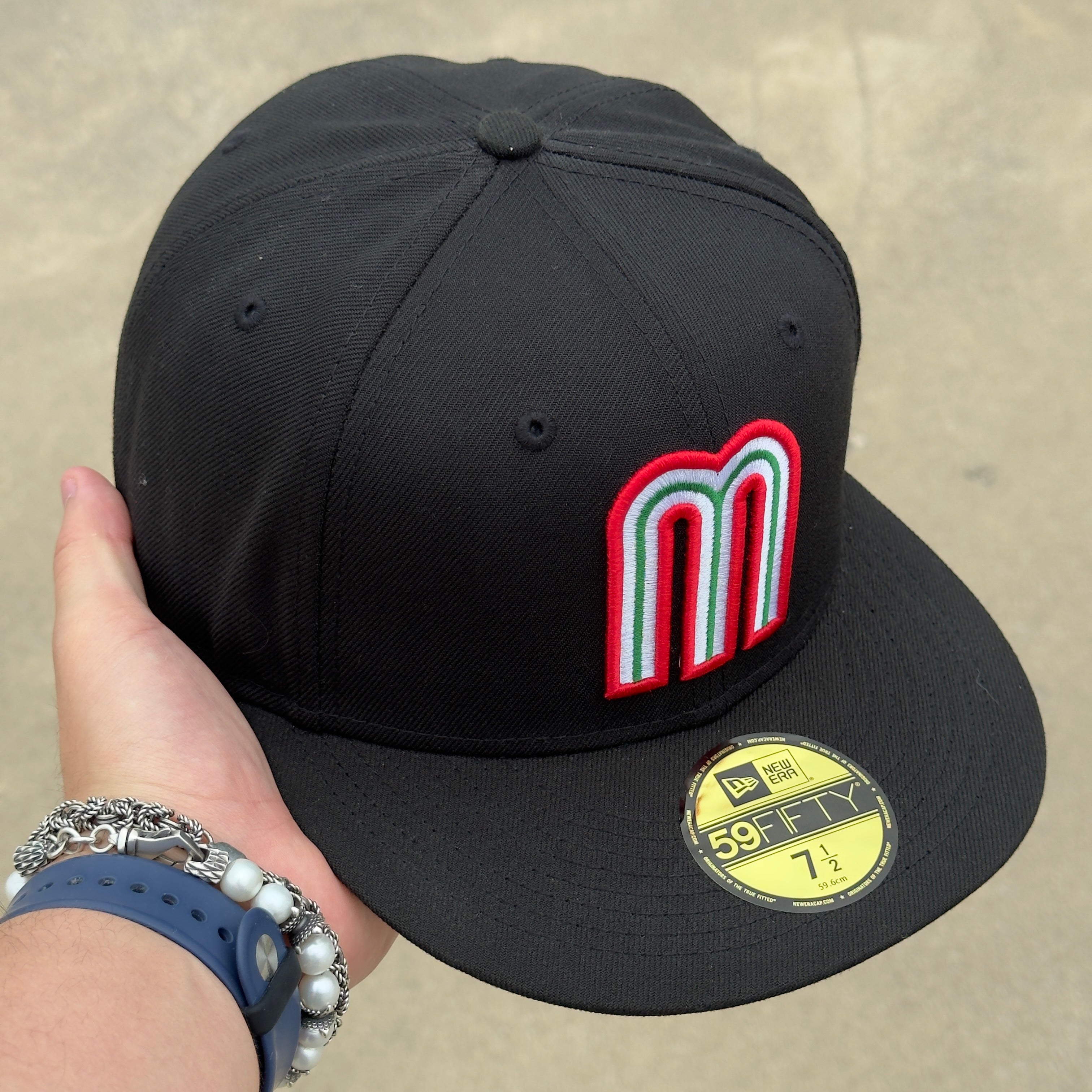 7 1/2 NEW Black Green Mexico WBC Classic League Mexican Flag 59fifty New Era Fitted Cap Hat