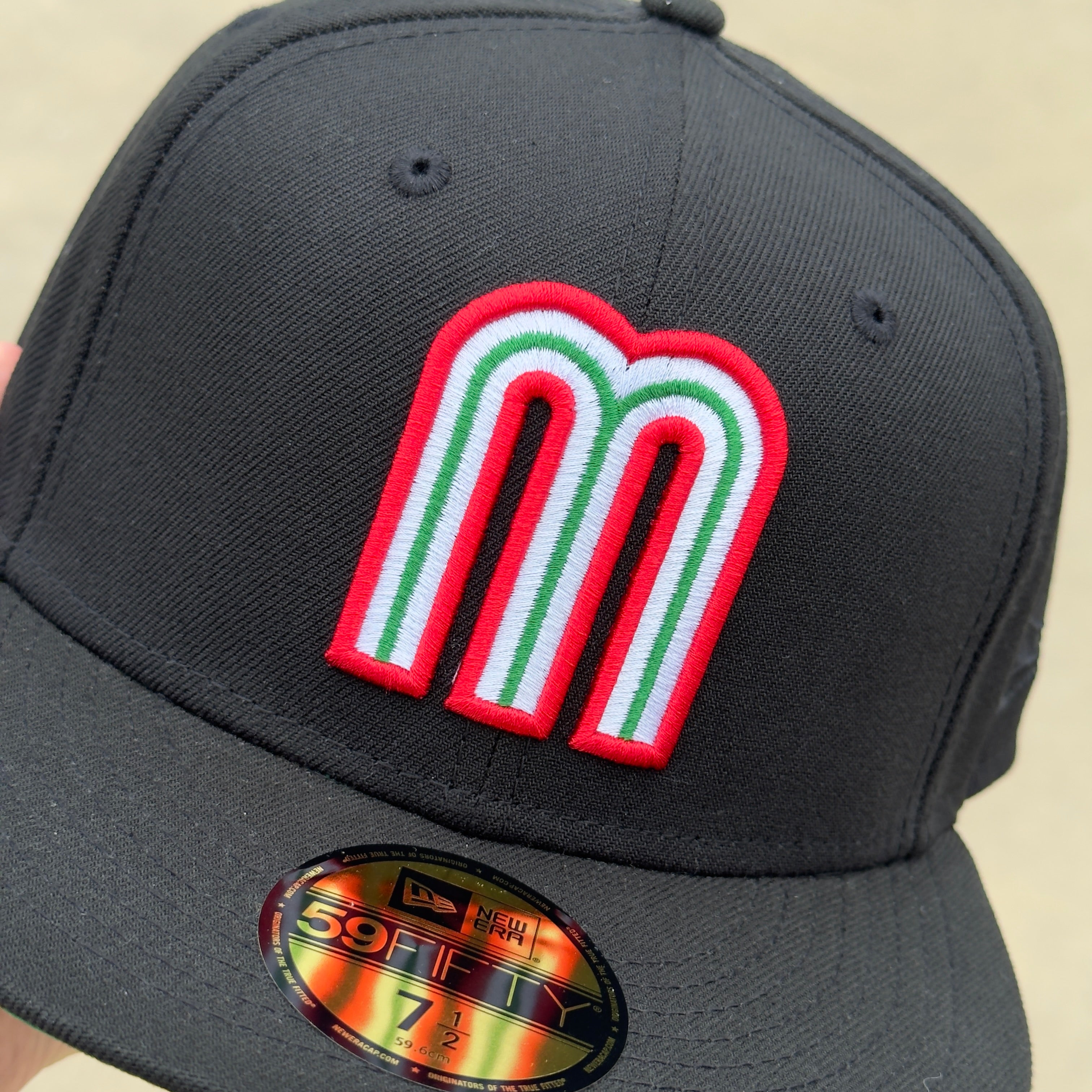 7 1/2 NEW Black Green Mexico WBC Classic League Mexican Flag 59fifty New Era Fitted Cap Hat