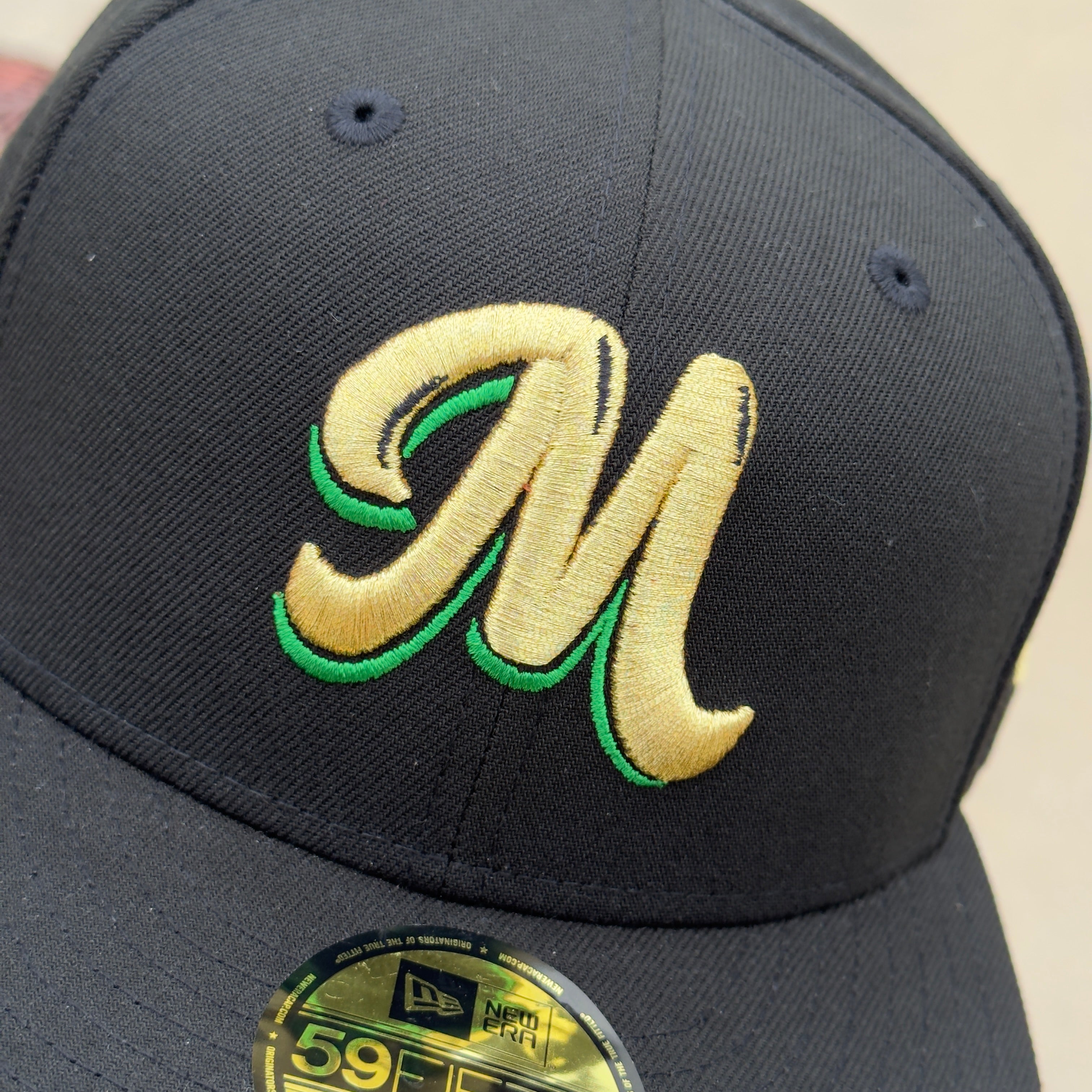 7 1/2 NEW Black Gold Mexico WBC Classic League Mexican Flag 59fifty New Era Fitted Cap Hat