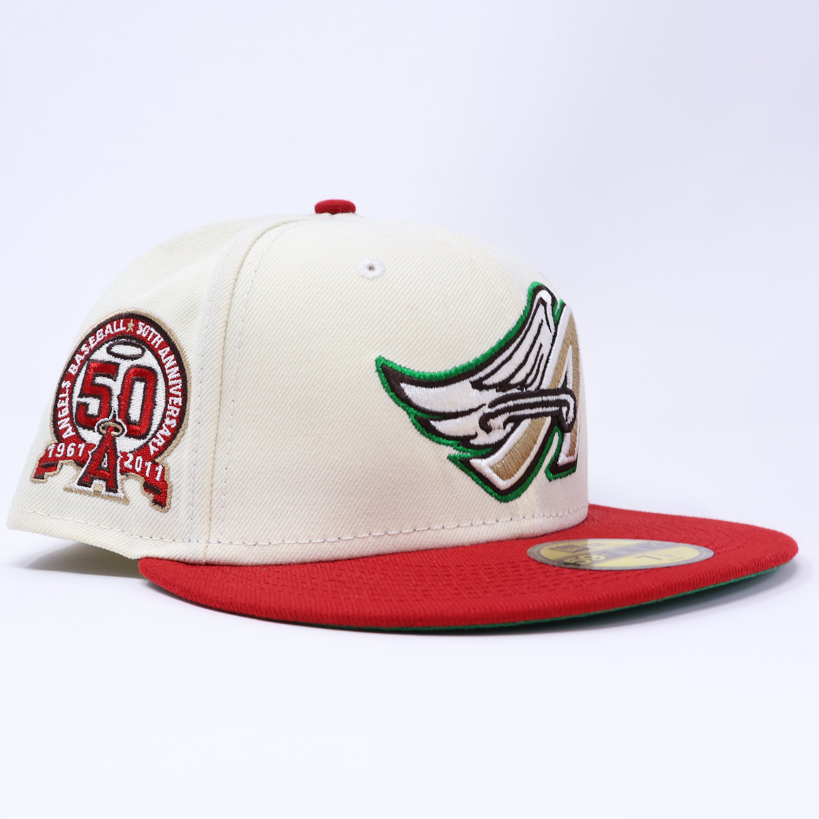 NWT 1/8 Chrome Los Angeles Angels 50th Anniversary 59fifty New Era Fitted Hat Cap