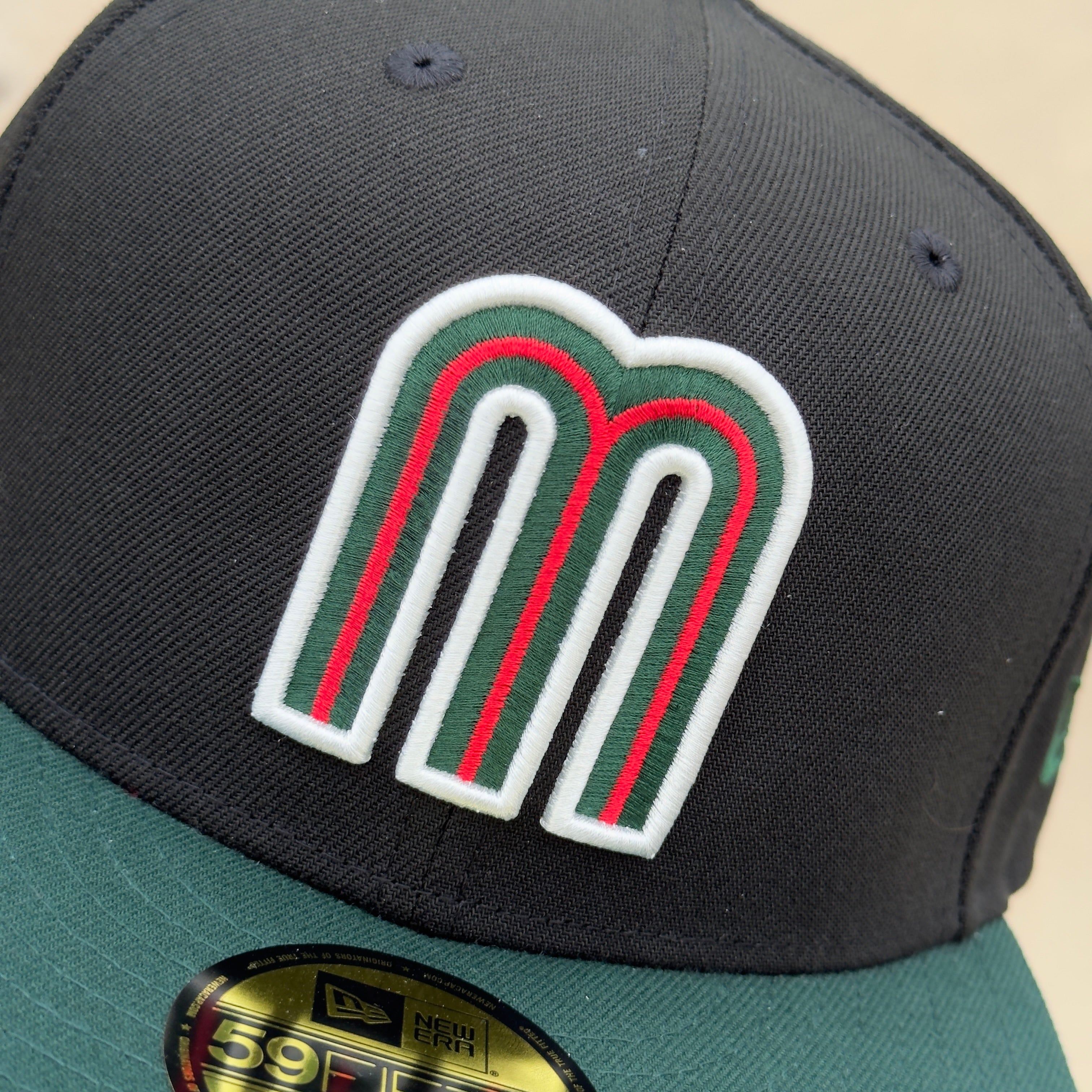 7 1/2 NEW Black Green Mexico WBC Classic League Mexican Flag 59fifty New Era Fitted Cap Hat