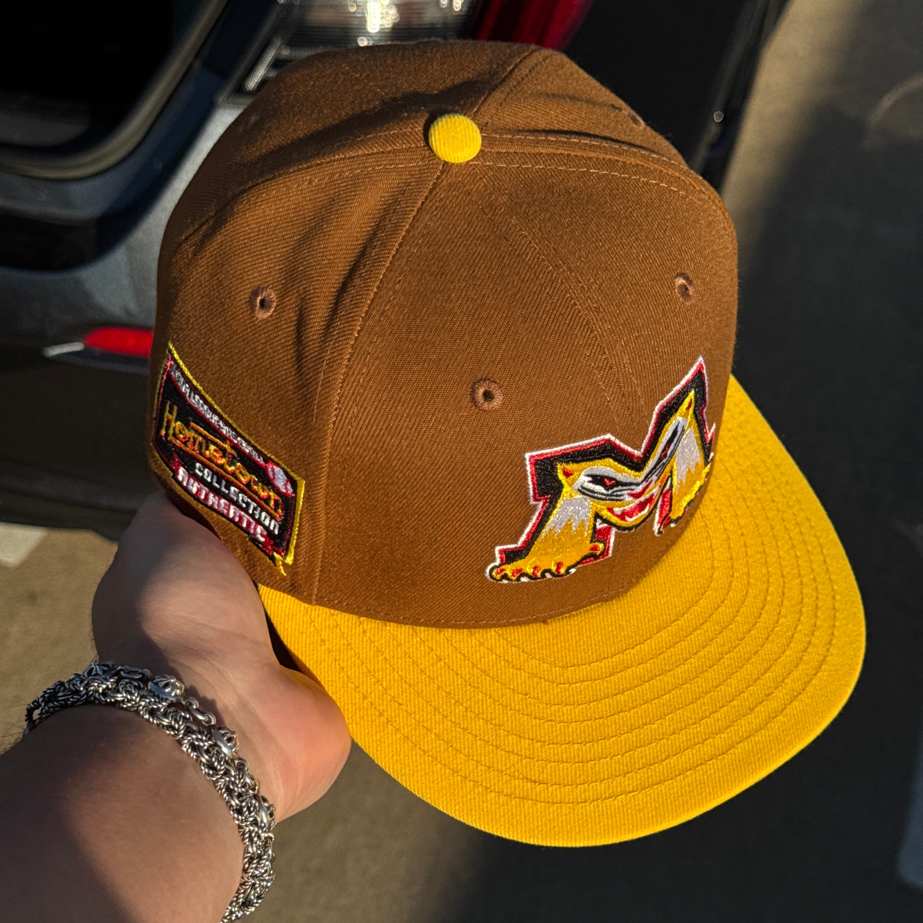 USED 1/8 Brown Michigan Battlecats Hometown Collection Minor League  59fifty New Era Fitted Hat Cap