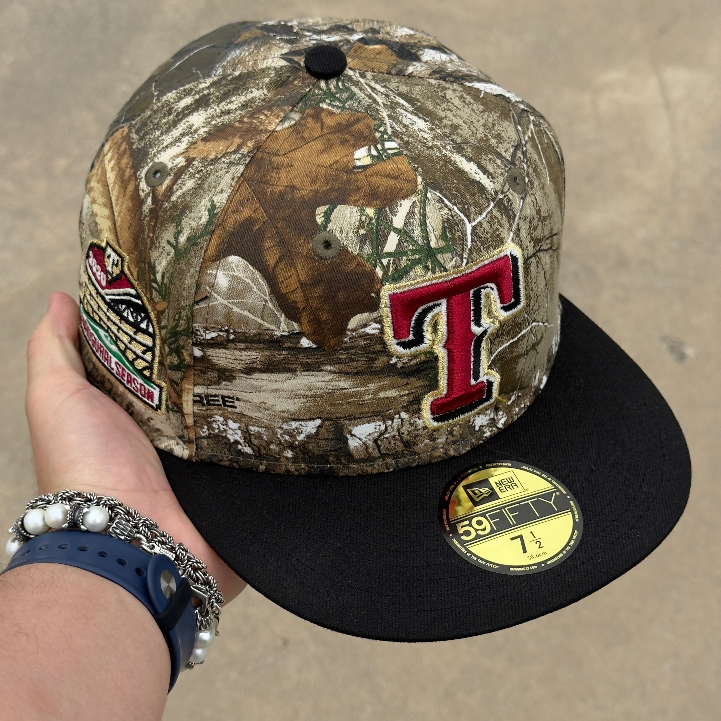 7 1/2 NEW Camo Realtree Dallas Texas Rangers Final Season 59fifty New Era Fitted Cap Hat