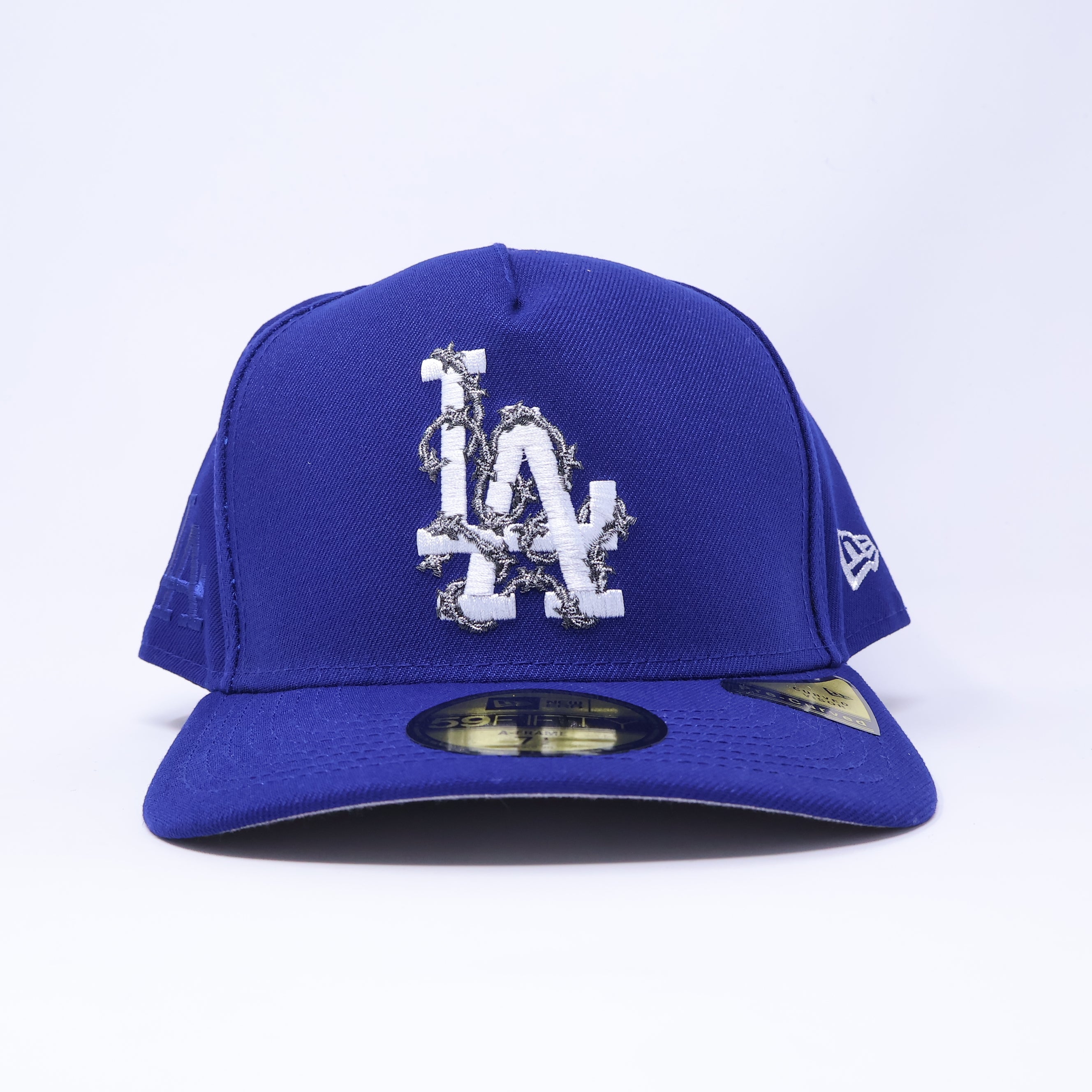 NWT Blue Los Angeles Dodgers Barb Wire 59fifty A-Frame New Era Fitted Cap Hat