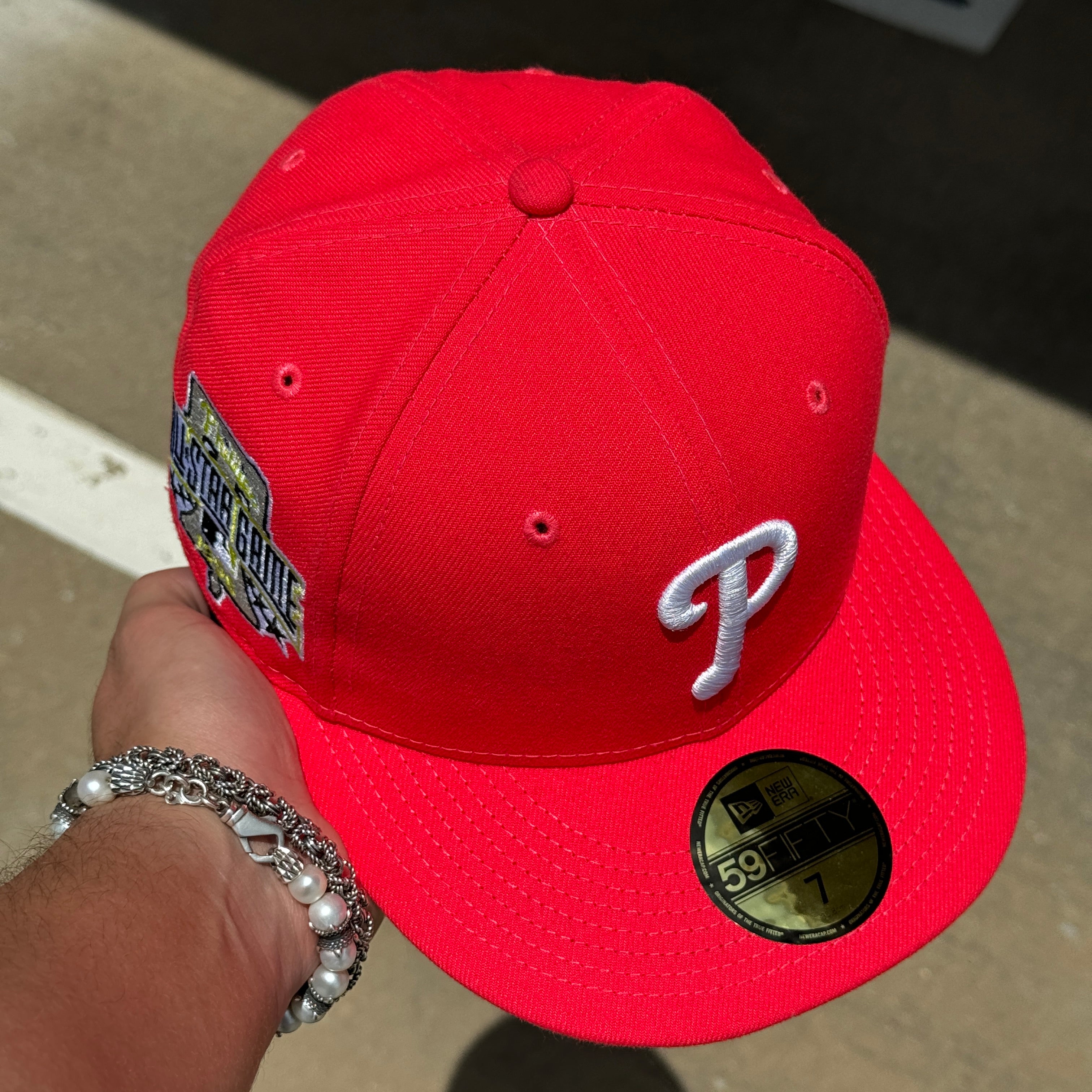 NEW 7 Neon Pink Philadelphia Phillies 1996 All Star Game 59fifty New Era Fitted Hat Cap