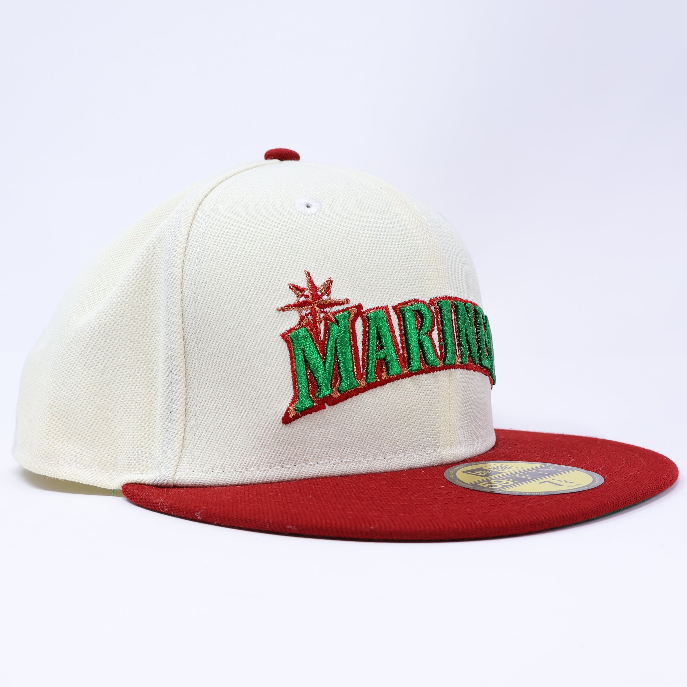 NWT 1/4 Chrome Seattle Mariners Simple Clean Dope 59fifty New Era Fitted Hat Cap