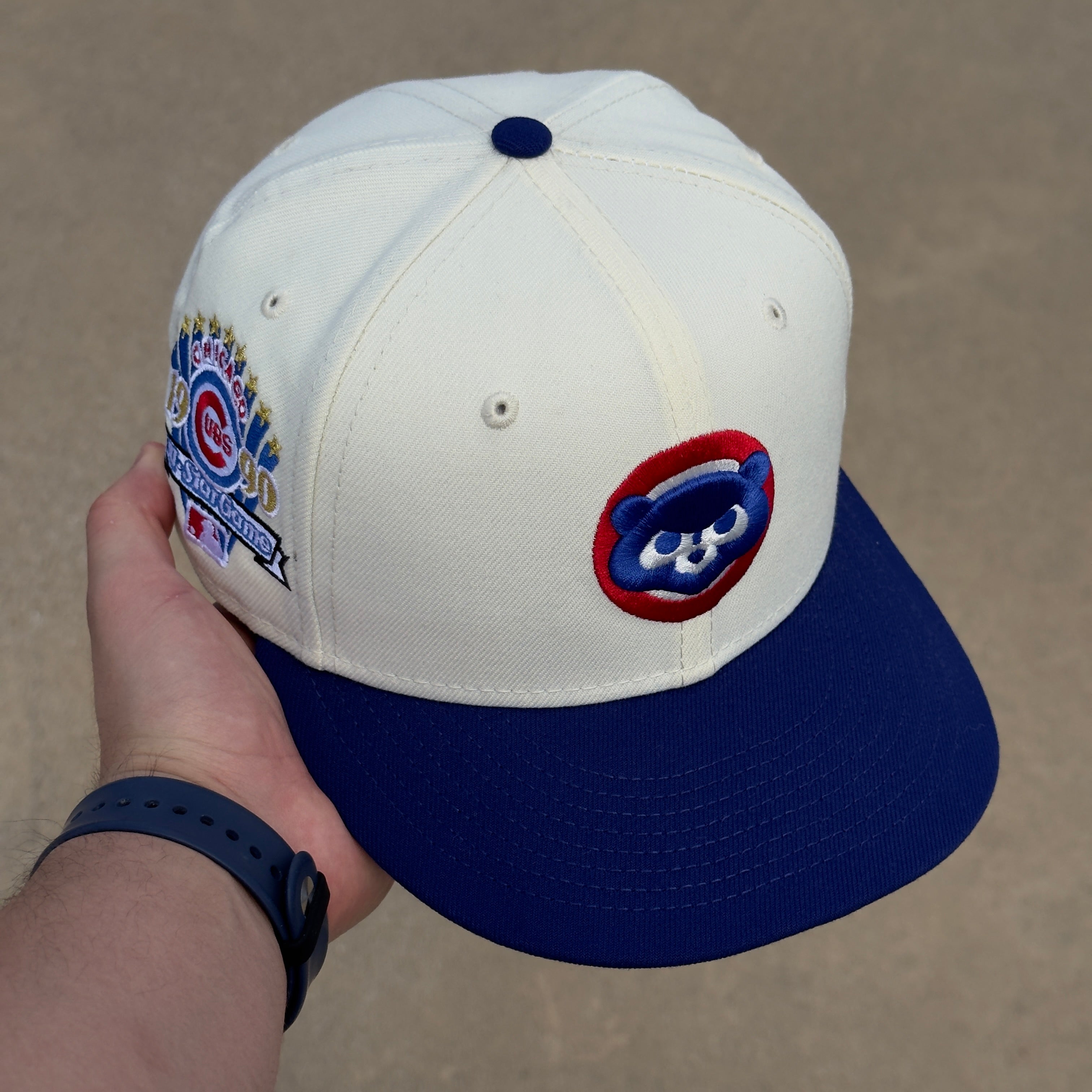 7 1/8 USED Chrome Chicago Cubs 1990 All Star Game 59fifty New Era Fitted Cap