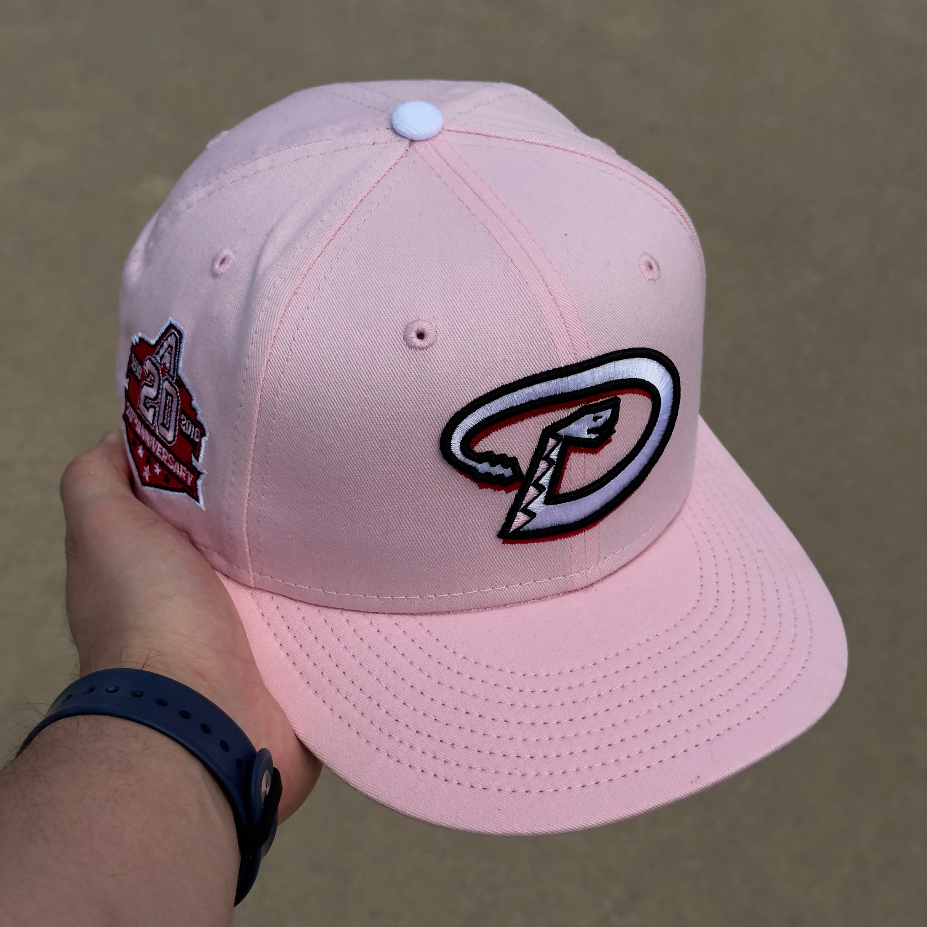 7 1/8 USED Pink Arizona Diamondbacks 20th Anniversary 59fifty New Era Fitted Cap