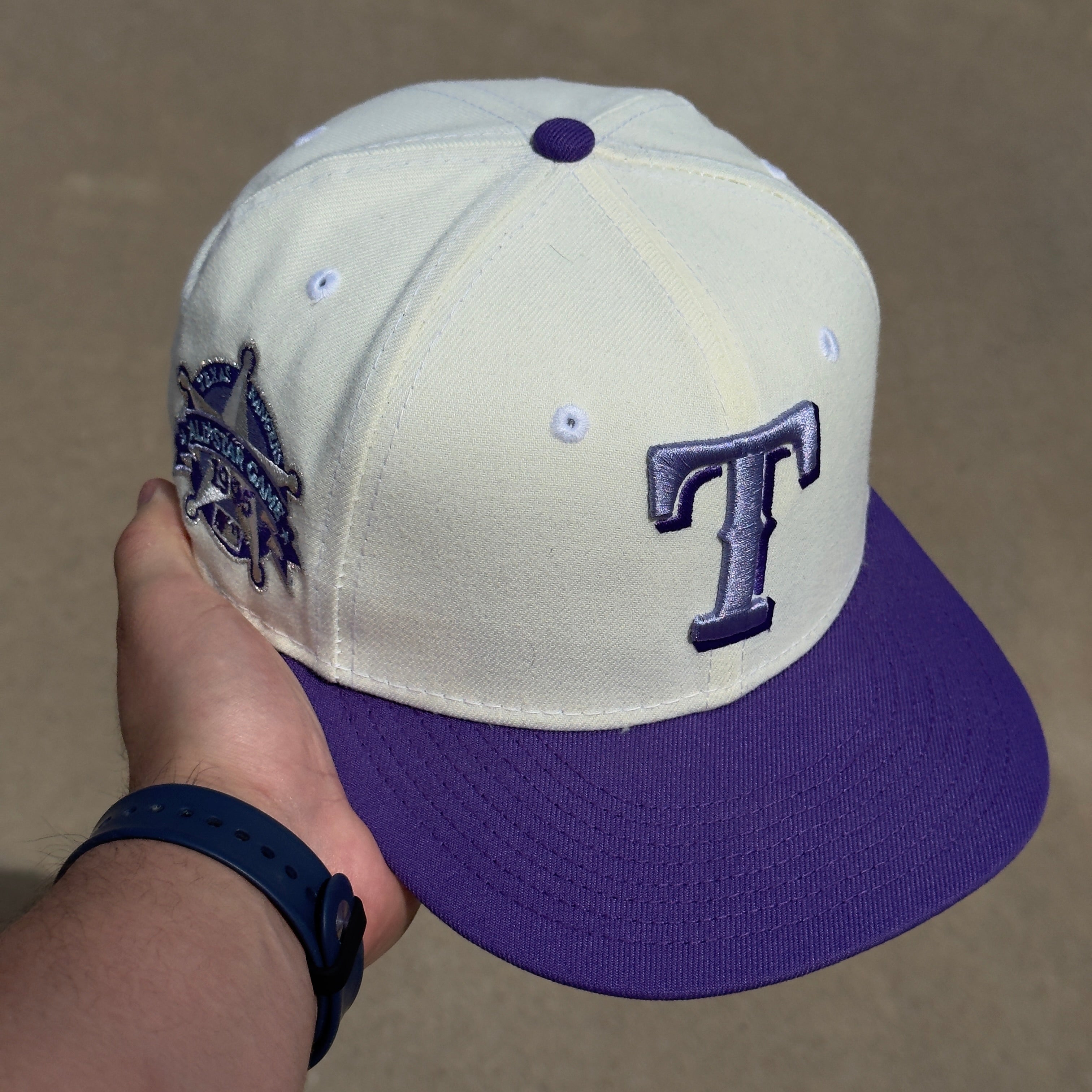 7 1/8 USED Chrome Purple Texas Rangers 1995 All Star Game 59fifty New Era Fitted Cap