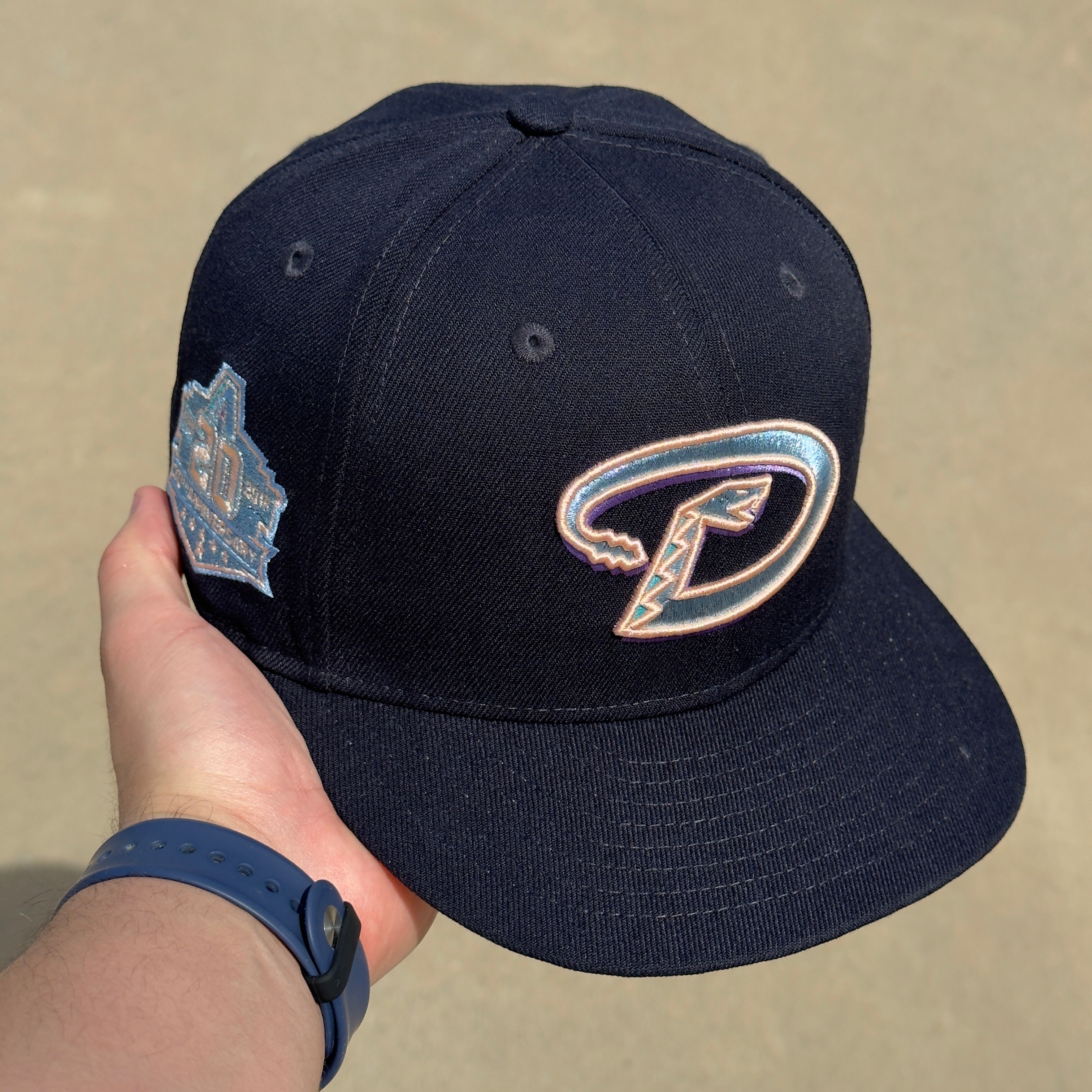 7 1/8 USED Navy Arizona Diamondbacks 20th Anniversary 59fifty New Era Fitted Cap