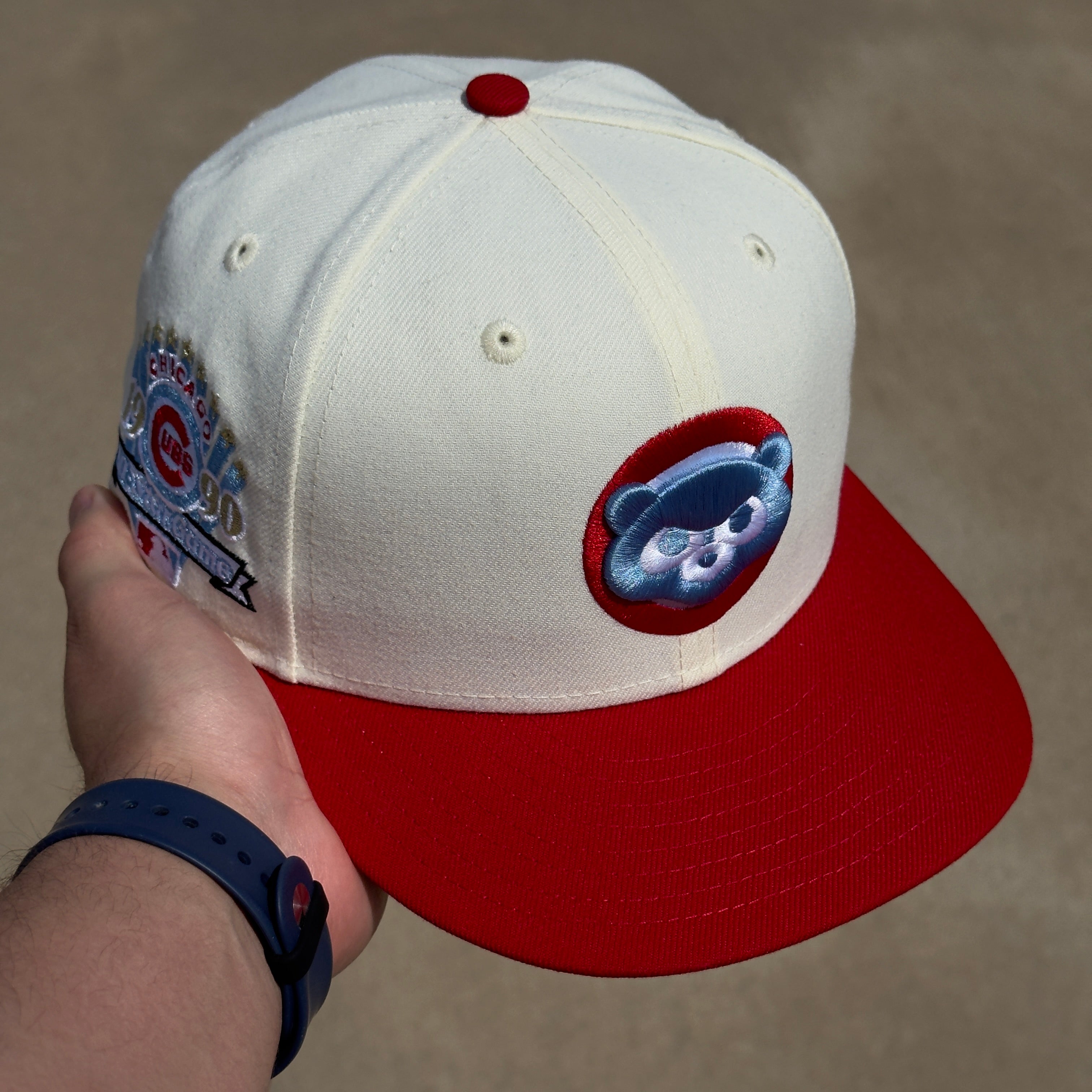 7 1/8 USED Chrome Chicago Cubs 1990 All Star Game 59fifty New Era Fitted Cap