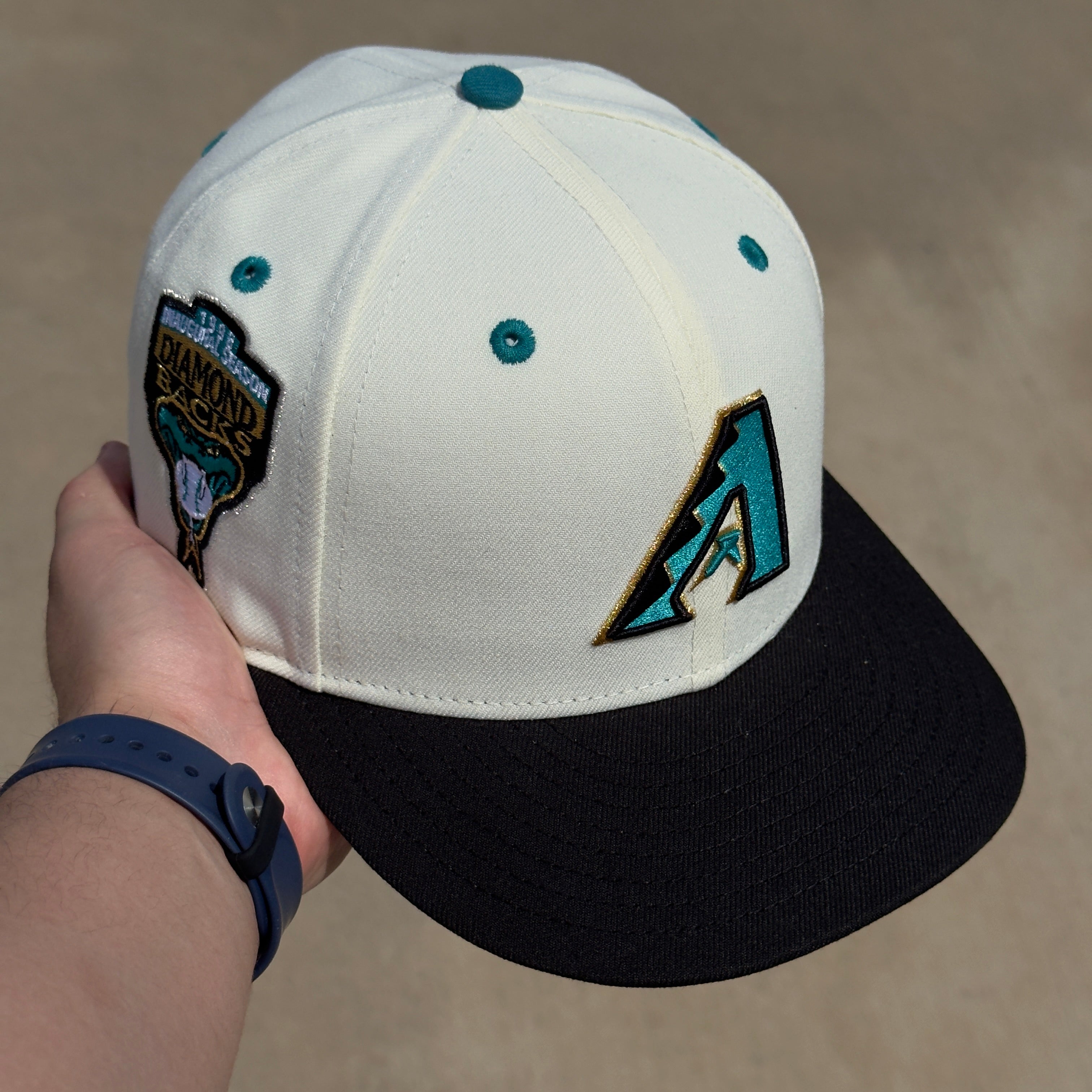 7 1/8 USED Chrome Arizona Diamondbacks 1998 Inaugural 59fifty New Era Fitted Cap