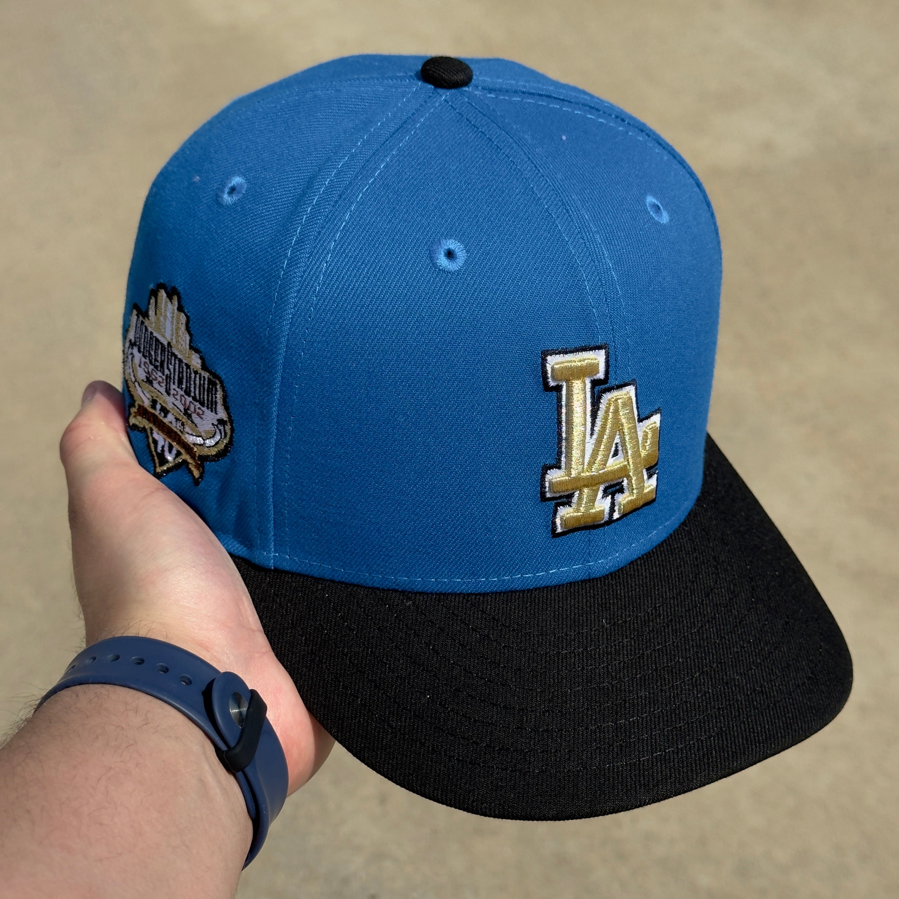 7 1/8 USED Blue Los Angeles Dodgers Dodger Stadium 59fifty New Era Fitted Cap
