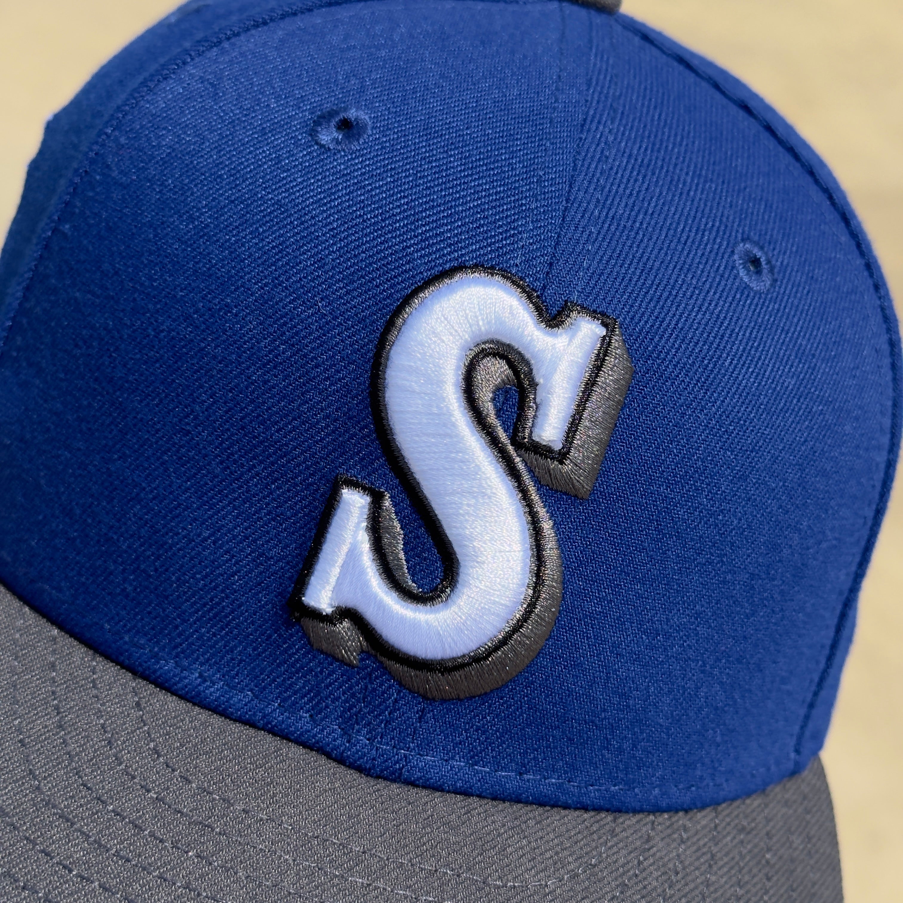 7 1/8 USED Blue Seattle Mariners 25th Anniversary 59fifty New Era Fitted Cap