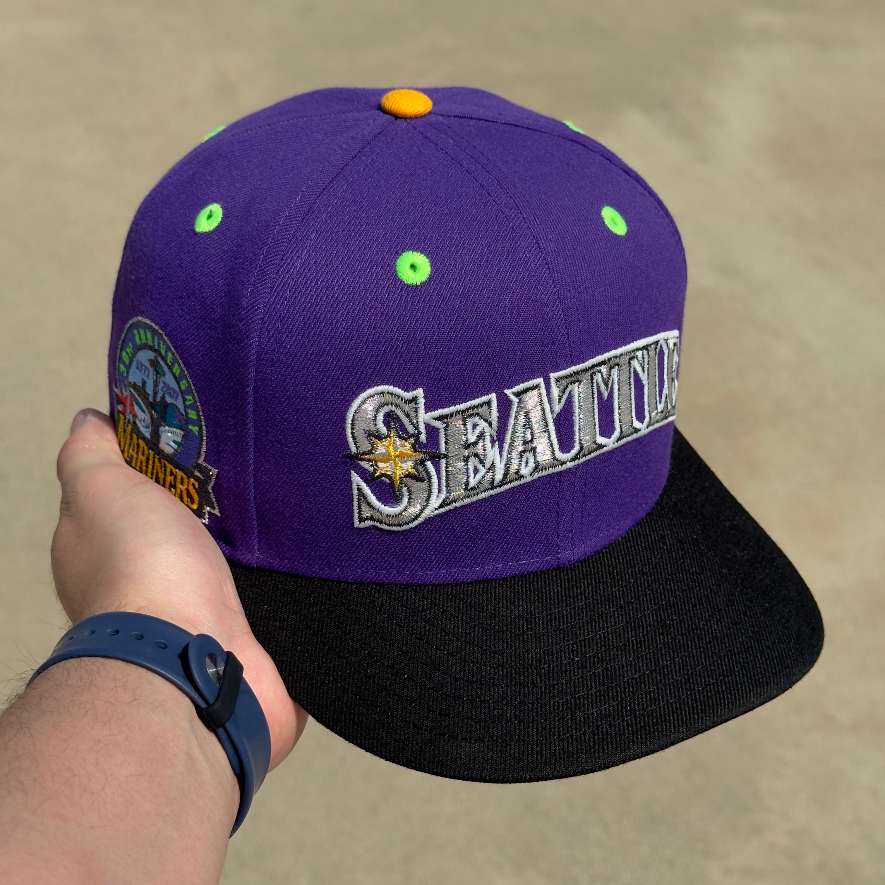 7 1/8 USED Purple Seattle Mariners 30th Anniversary 59fifty New Era Fitted Cap