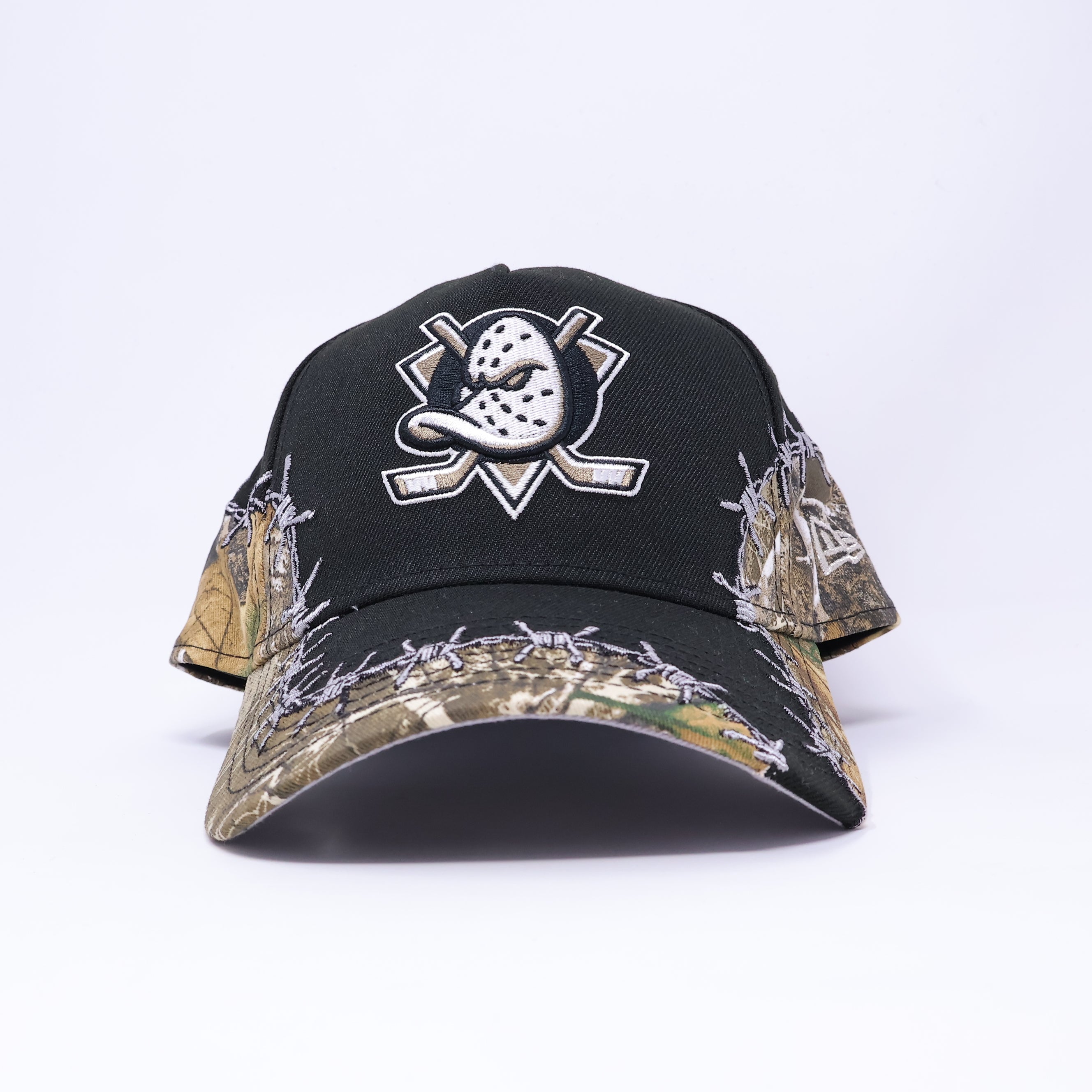 NWT Black Realtree Anaheim Ducks NHL Barbed Wire 9Forty A-Frame New Era Adjustable Snapback Hat 5 Panel