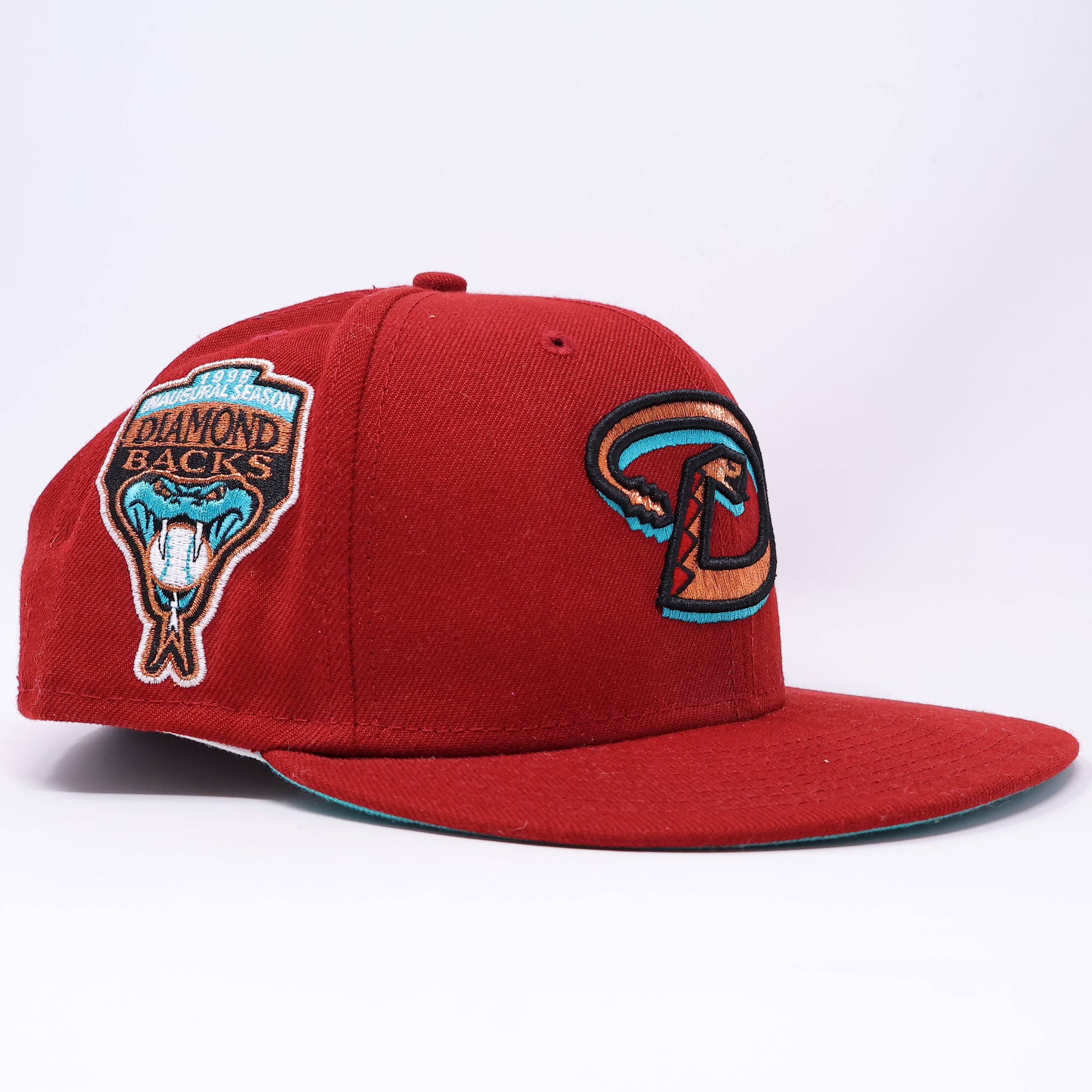 USED 5/8 Maroon Arizona Diamondbacks 1998 Inaugural 59fifty New Era Fitted Hat Cap