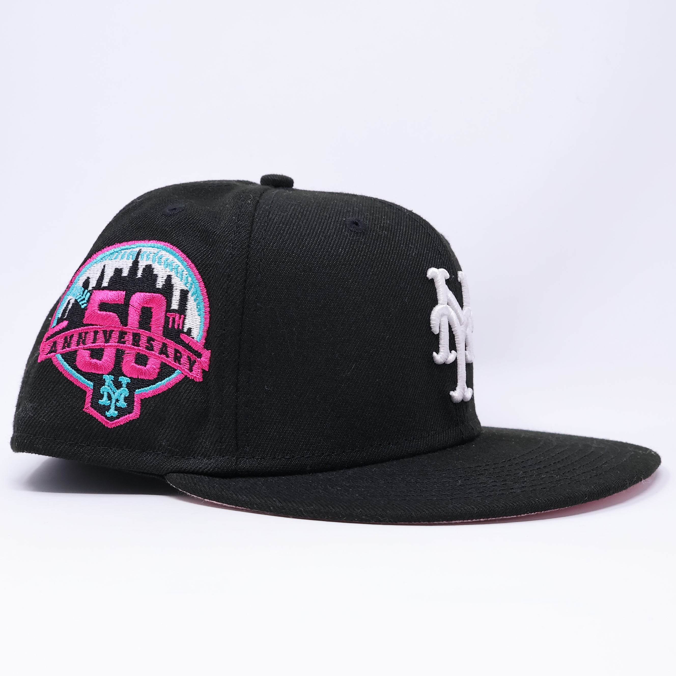 USED 5/8 Black New York Mets 50th Anniversary 59fifty New Era Fitted Hat Cap
