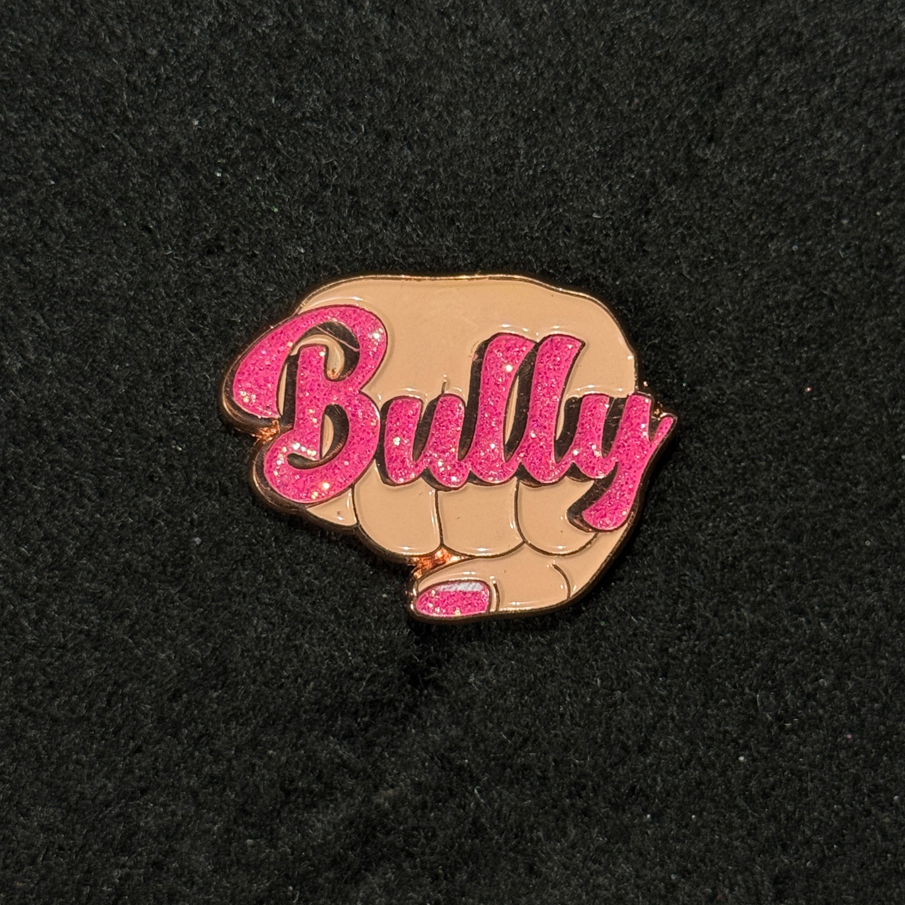 BULLY Classic Pink Text/Nail Graphic Pin