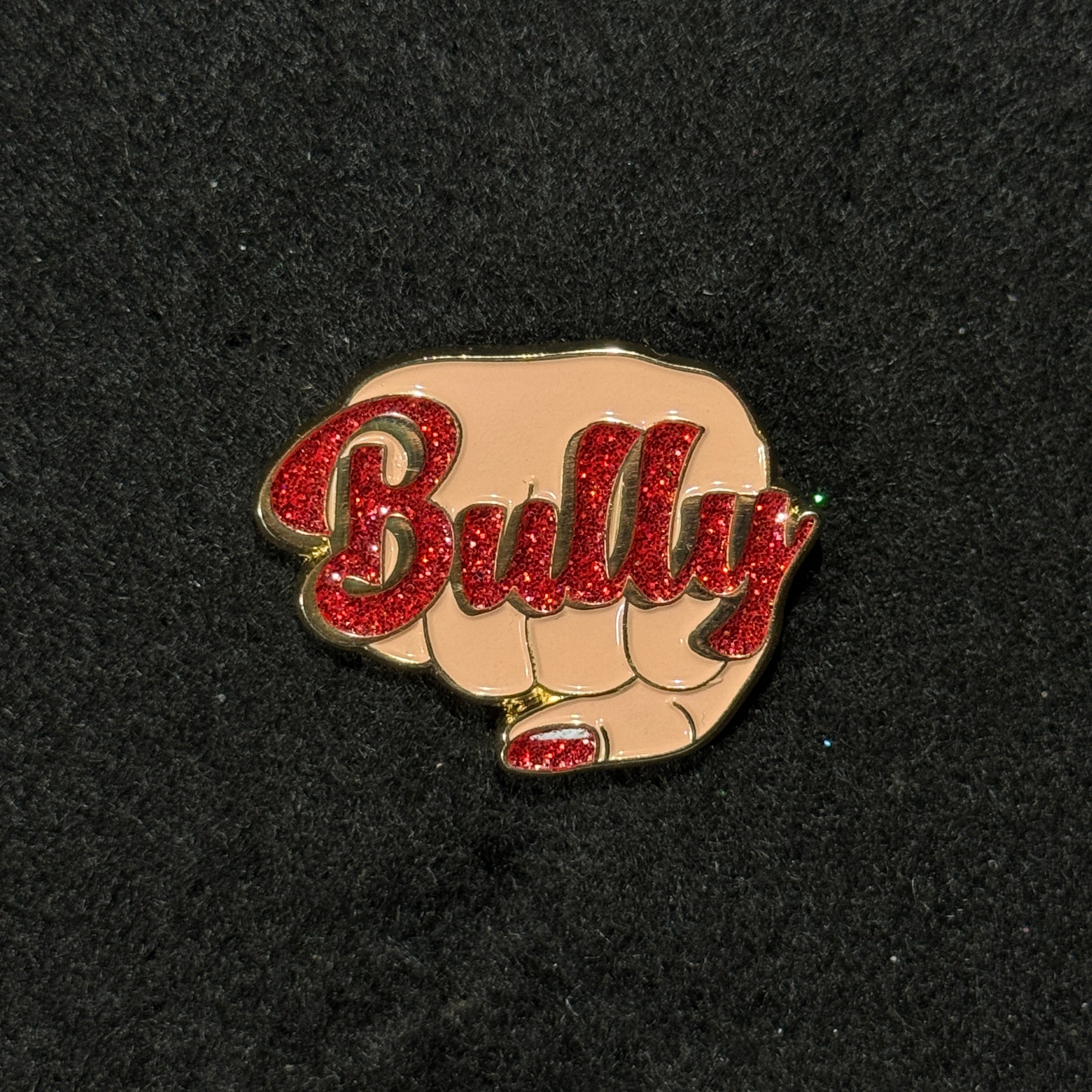 BULLY Classic Red Text/Nail Graphic Pin