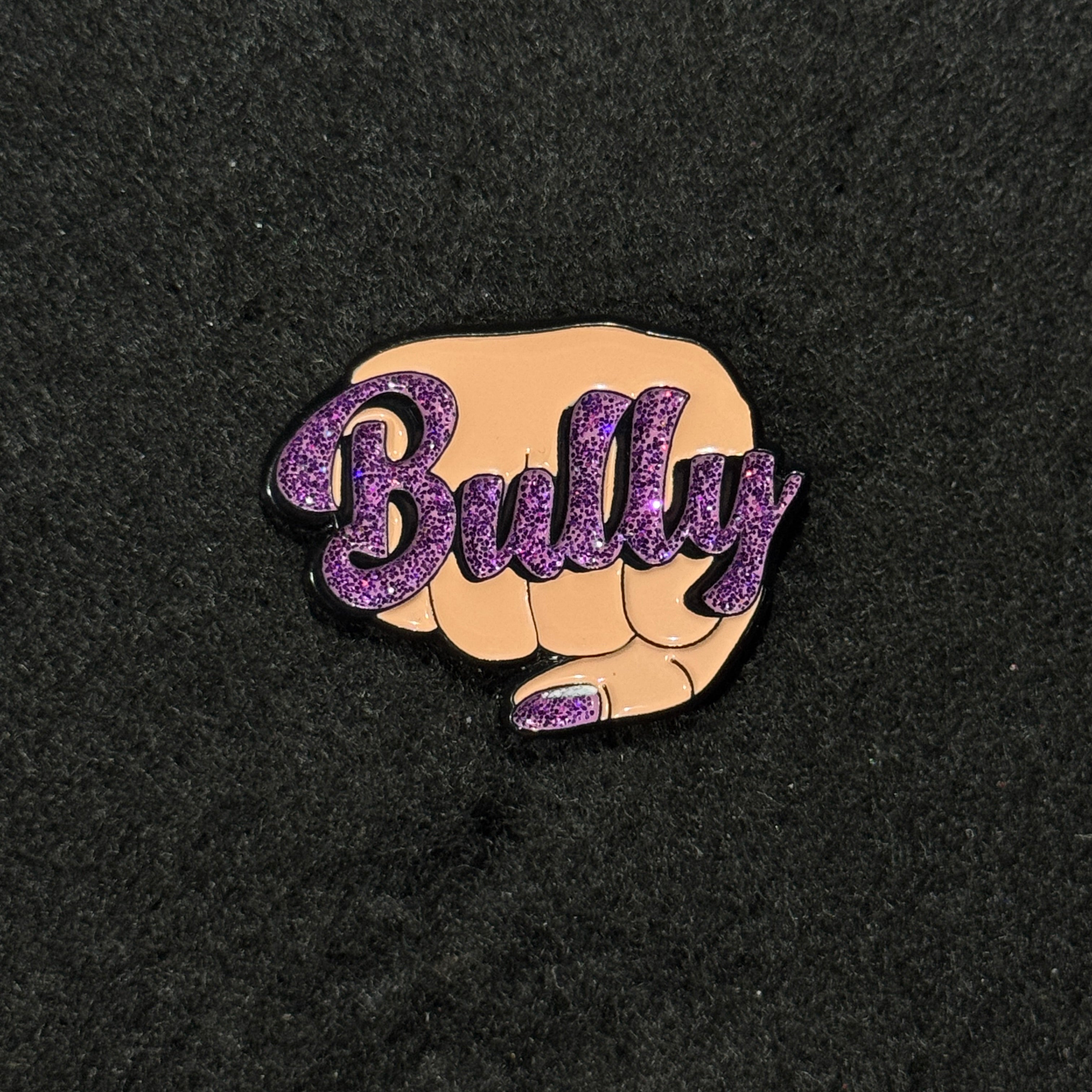 BULLY Classic Purple Text/Nail Graphic Pin