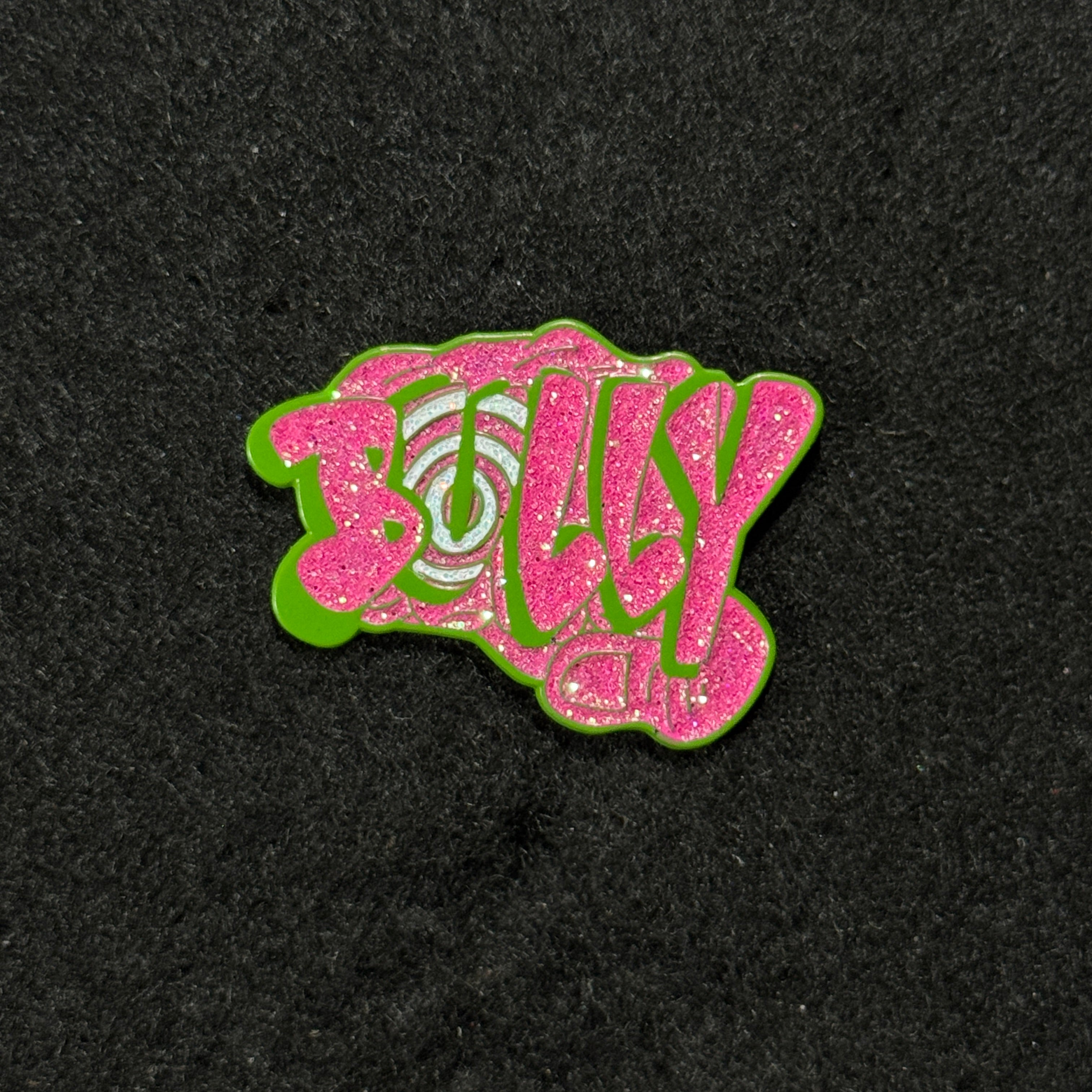 BULLY Green Plating / Pink Glitter Graphic Pin