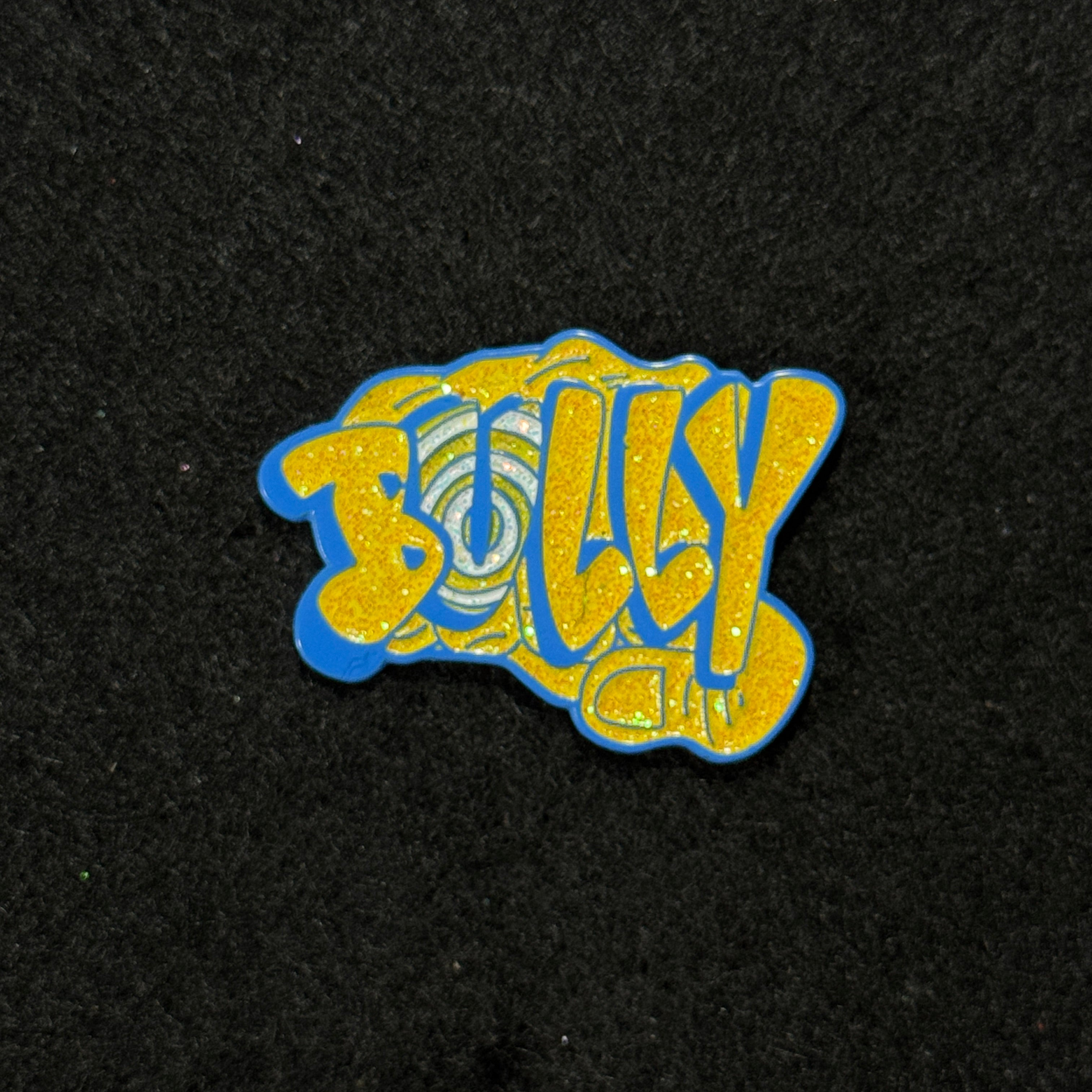 BULLY Blue Plating / Yellow Glitter Graphic Pin