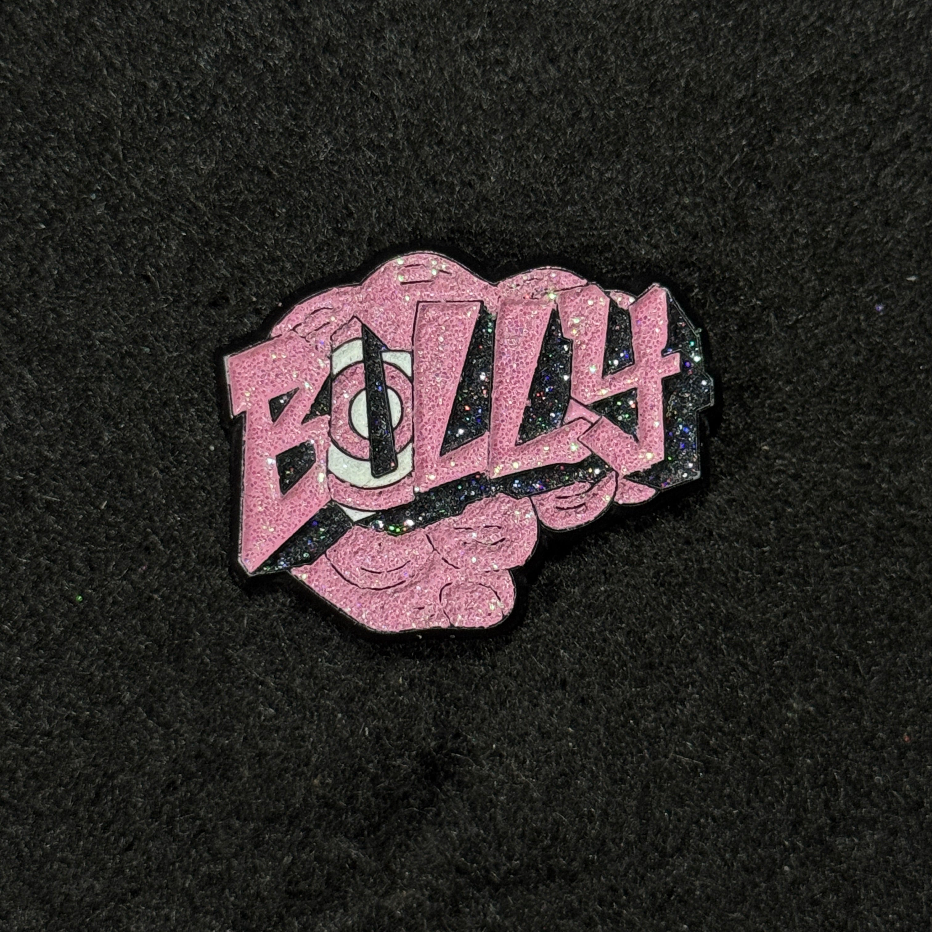 BULLY Black Plating / Pink Glitter Graphic Pin