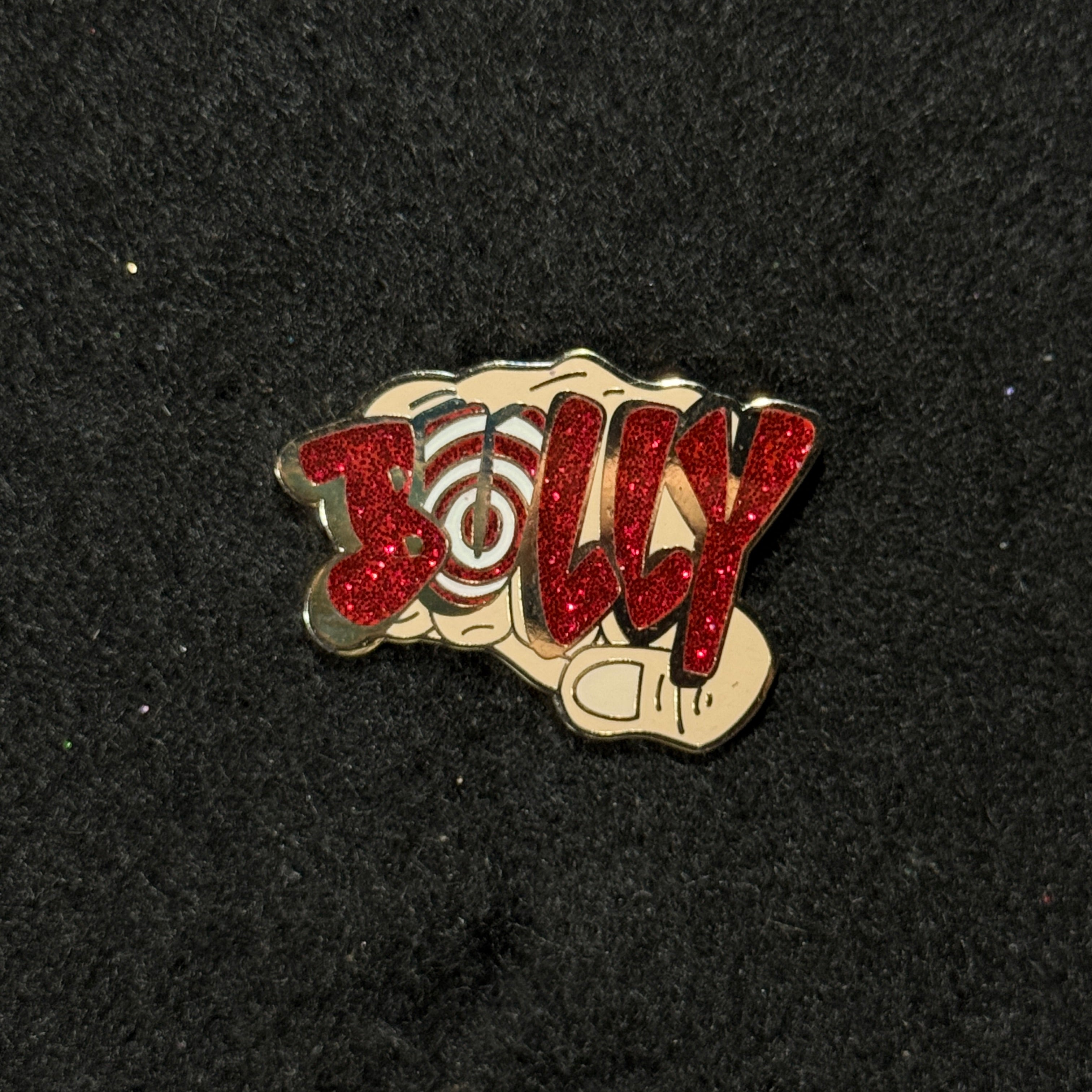 BULLY Classic Red Bullseye Text/Nail Graphic Pin 2.0