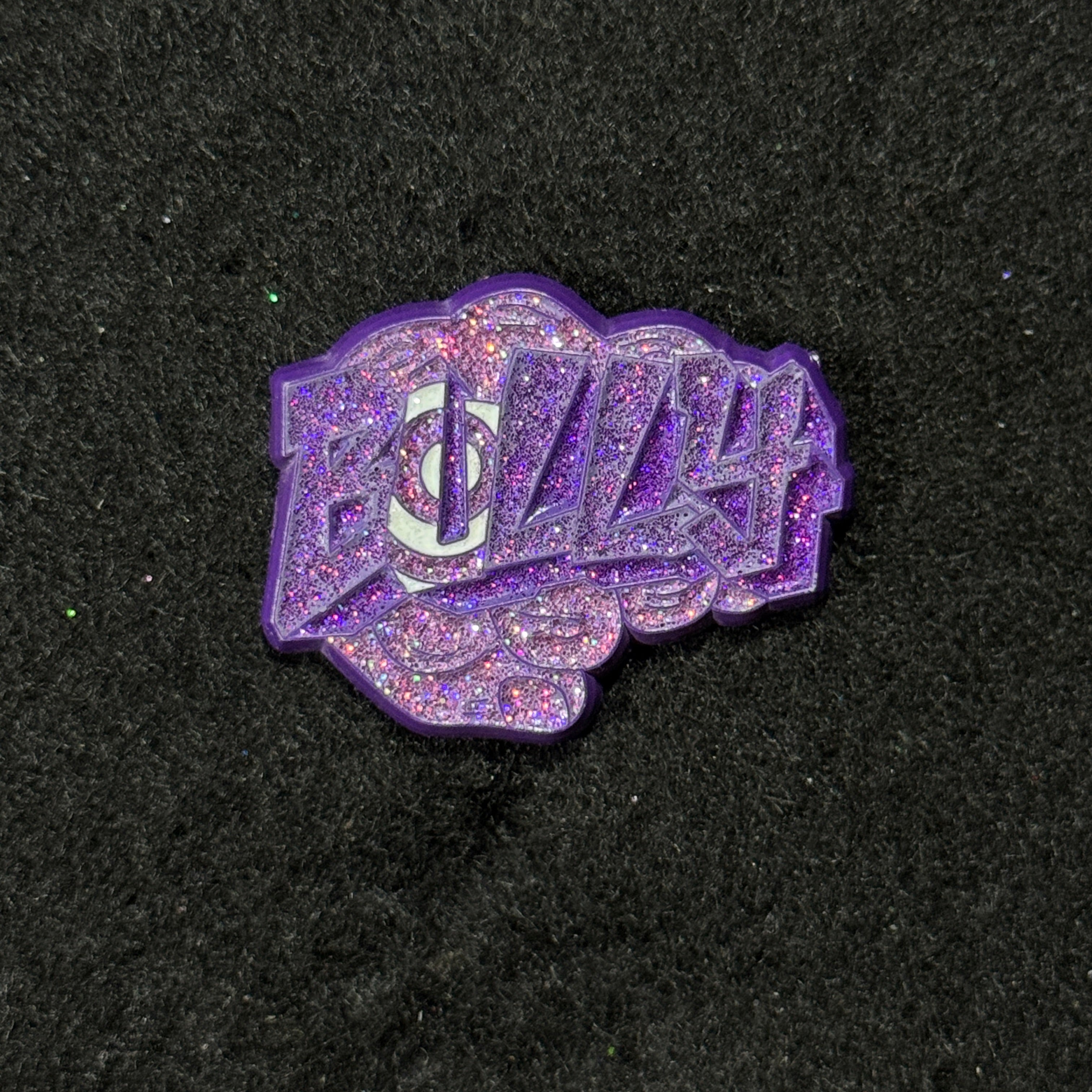 BULLY Black Plating / Purple Glitter Graphic Pin