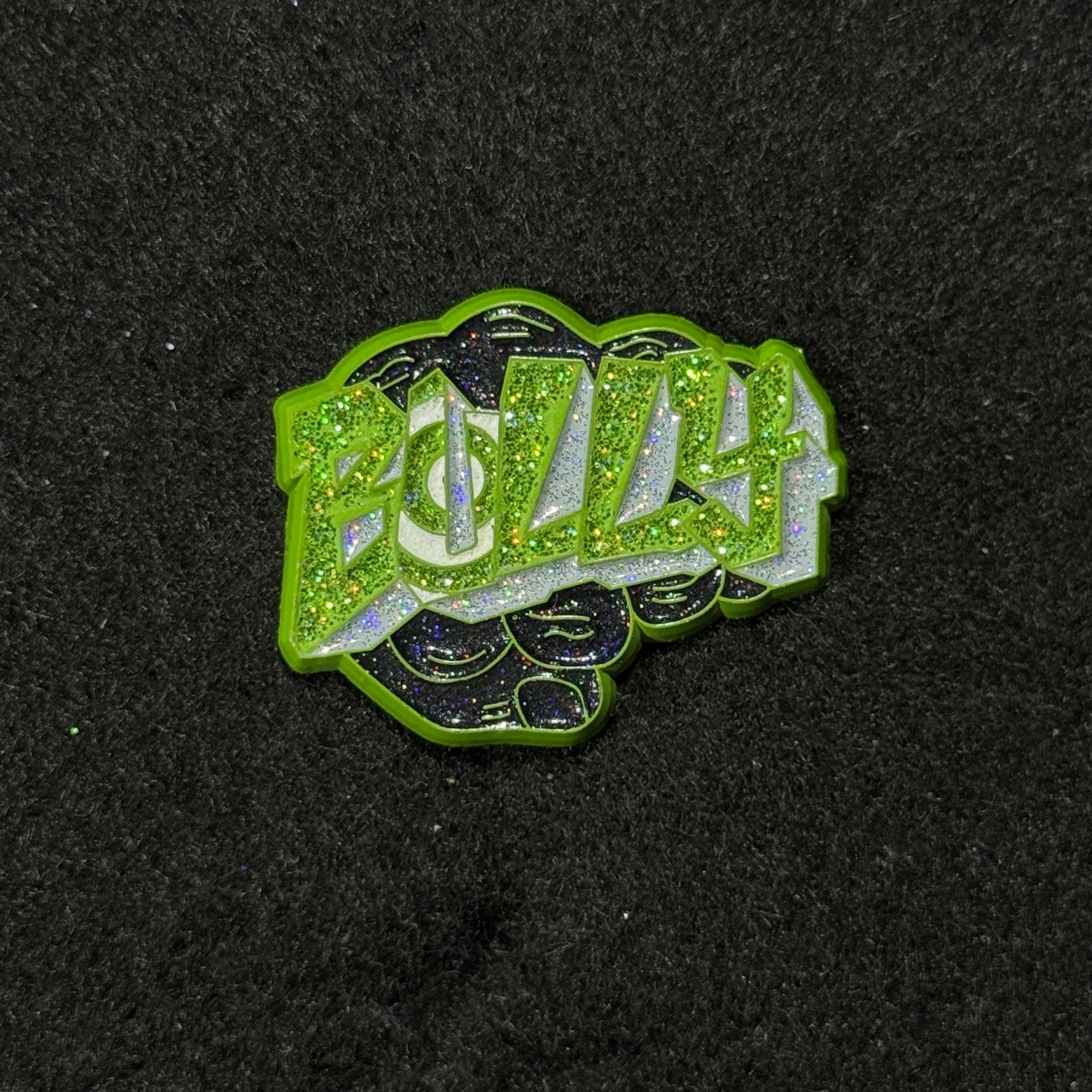 BULLY Green Plating / Green Glitter Graphic Pin